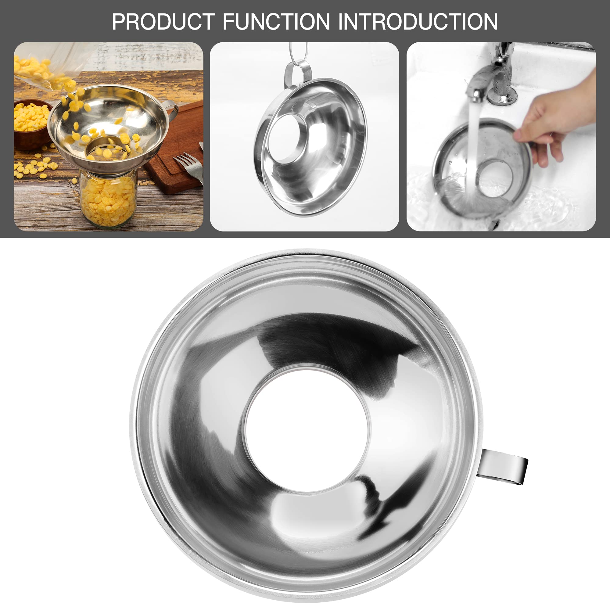 2 Pcs Canning Funnel For Wide And Regular Jars, Wide Mouth Funnel Stainless Steel Funnel For Kitchen Use, Metal Funnel Set For T