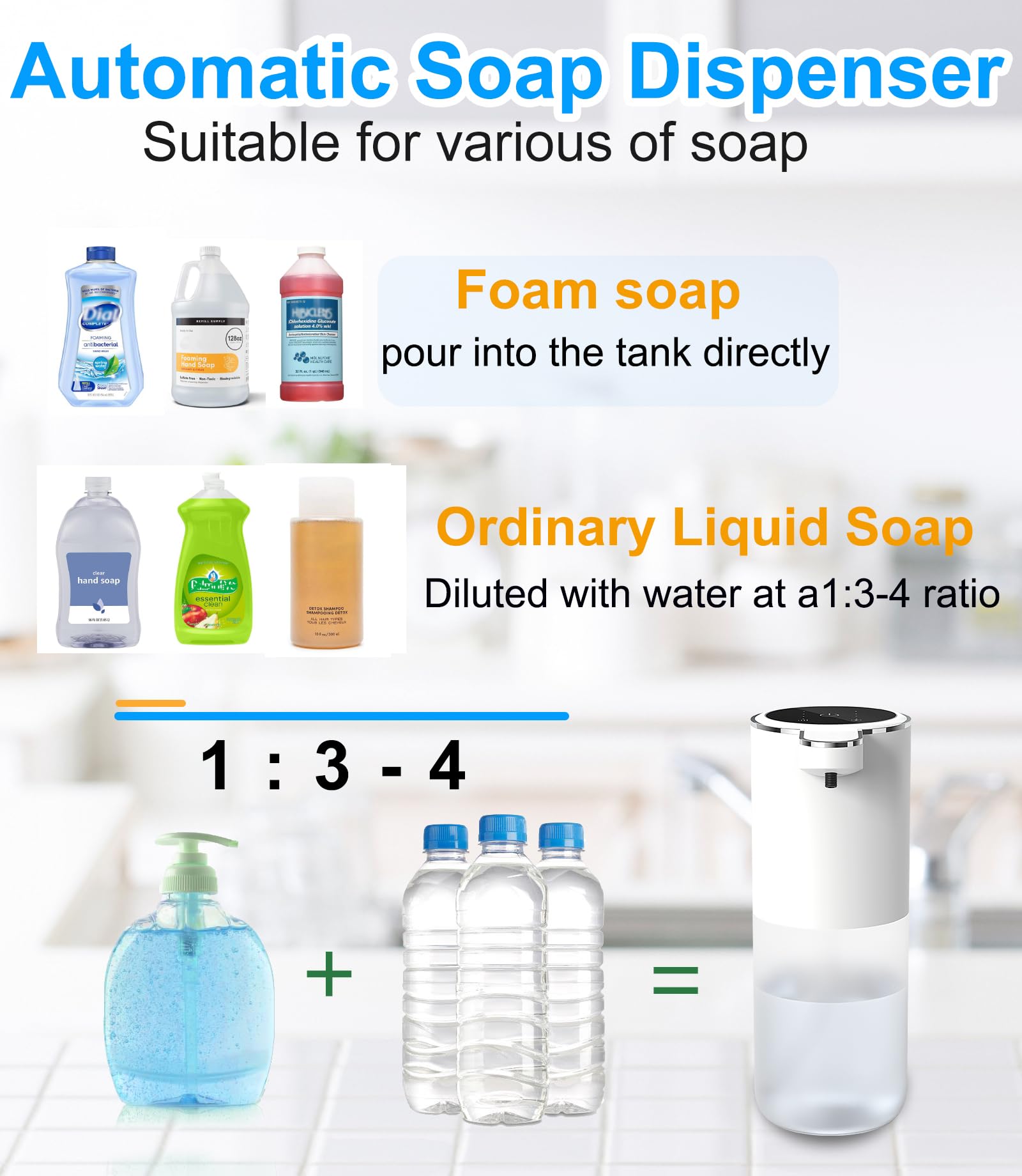 Josnown Foaming Soap Dispenser, Touchless Automatic Soap Dispenser With 4-Level Adjustable Foam, Usb Rechargeable, 13.5Oz/400Ml
