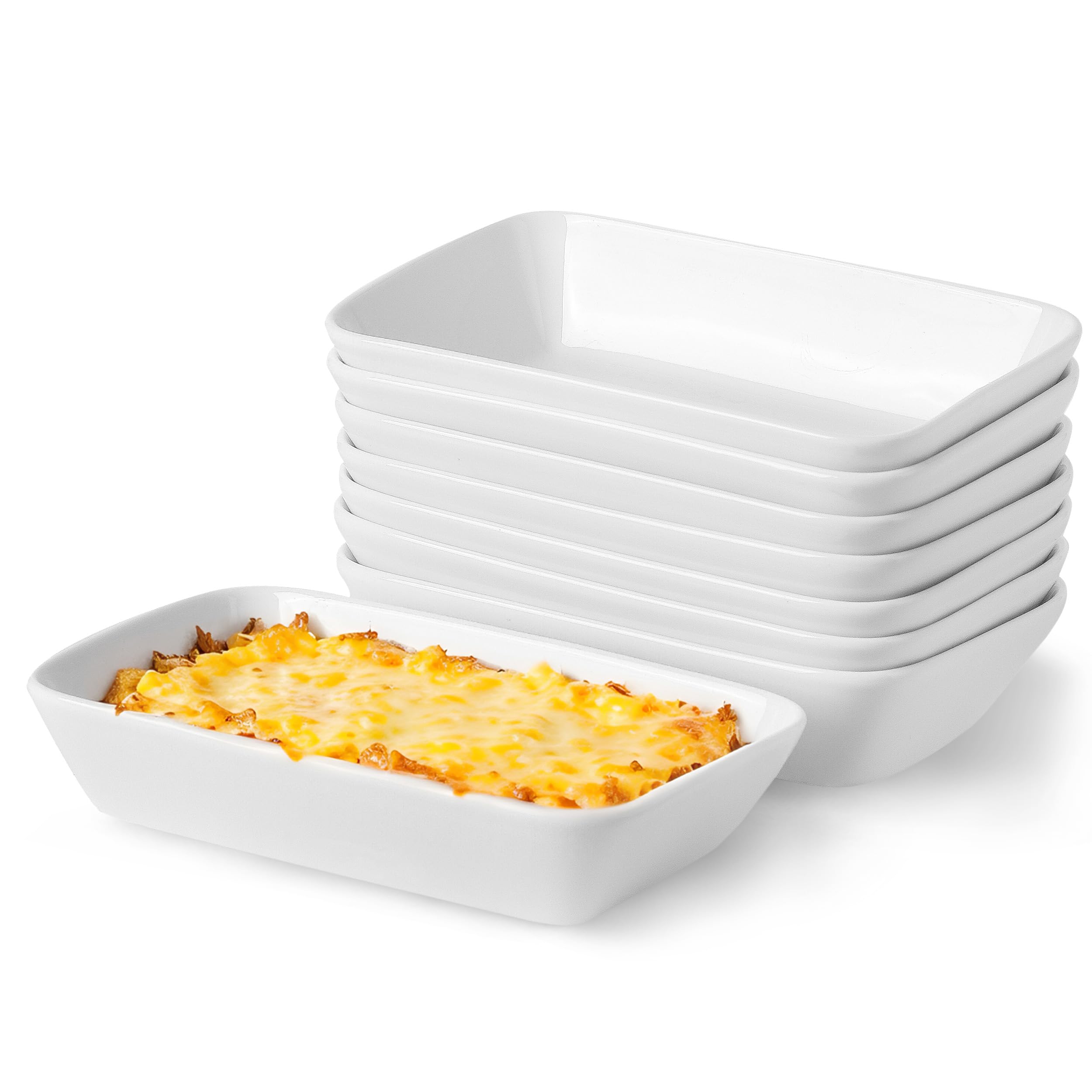 XINLTC 13.5oz Ceramic Baking Dishes, 7  4.3 x 1.5 Inch Individual Rectangle Baking Dish for Oven, Microwave and Air Fryer, Per