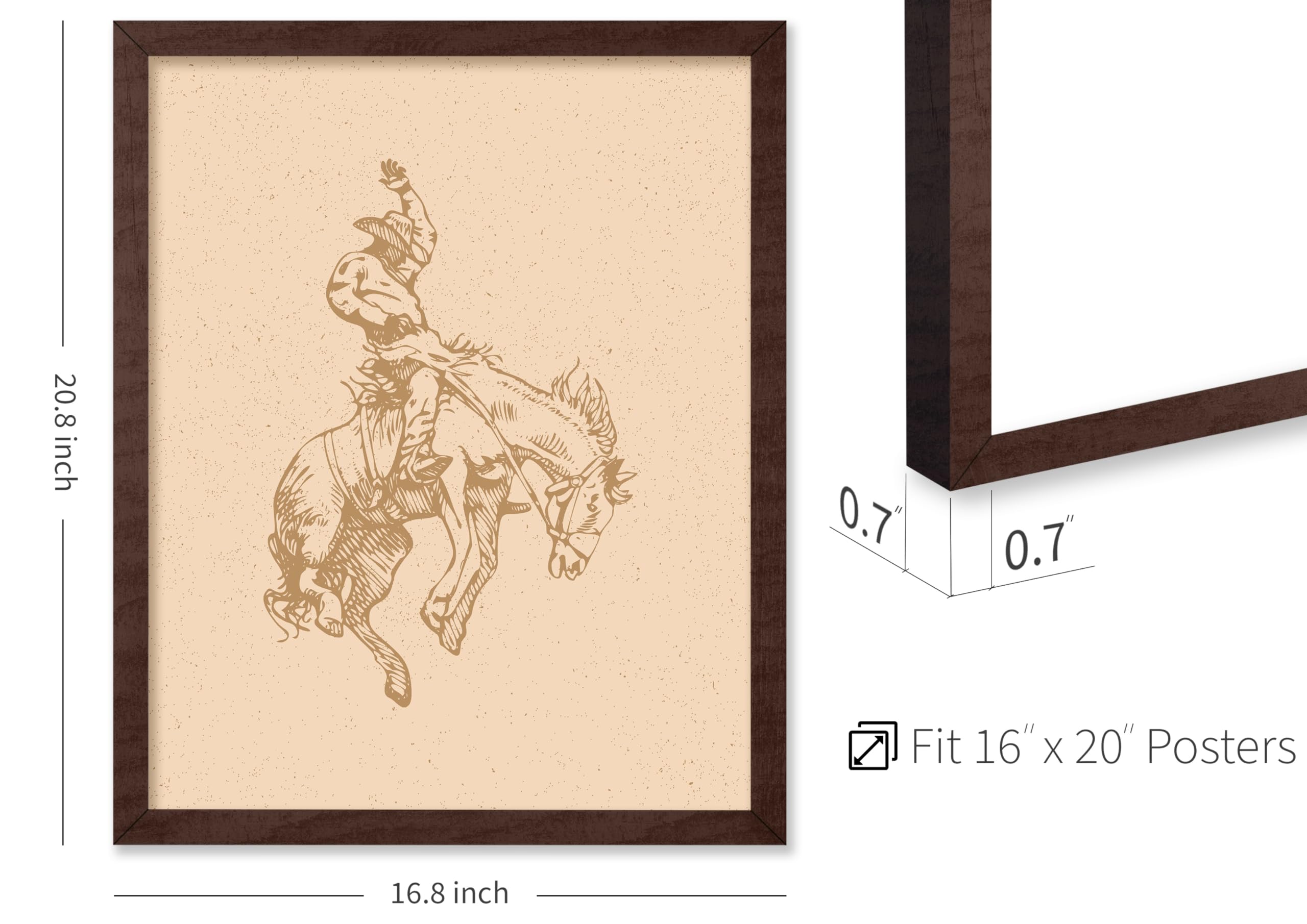 Poster Master Beige Rodeo Poster - Retro Cowboy On Bucking Horse Print - Cowboy Art - Western Art - Wild West Art - Gift For Him