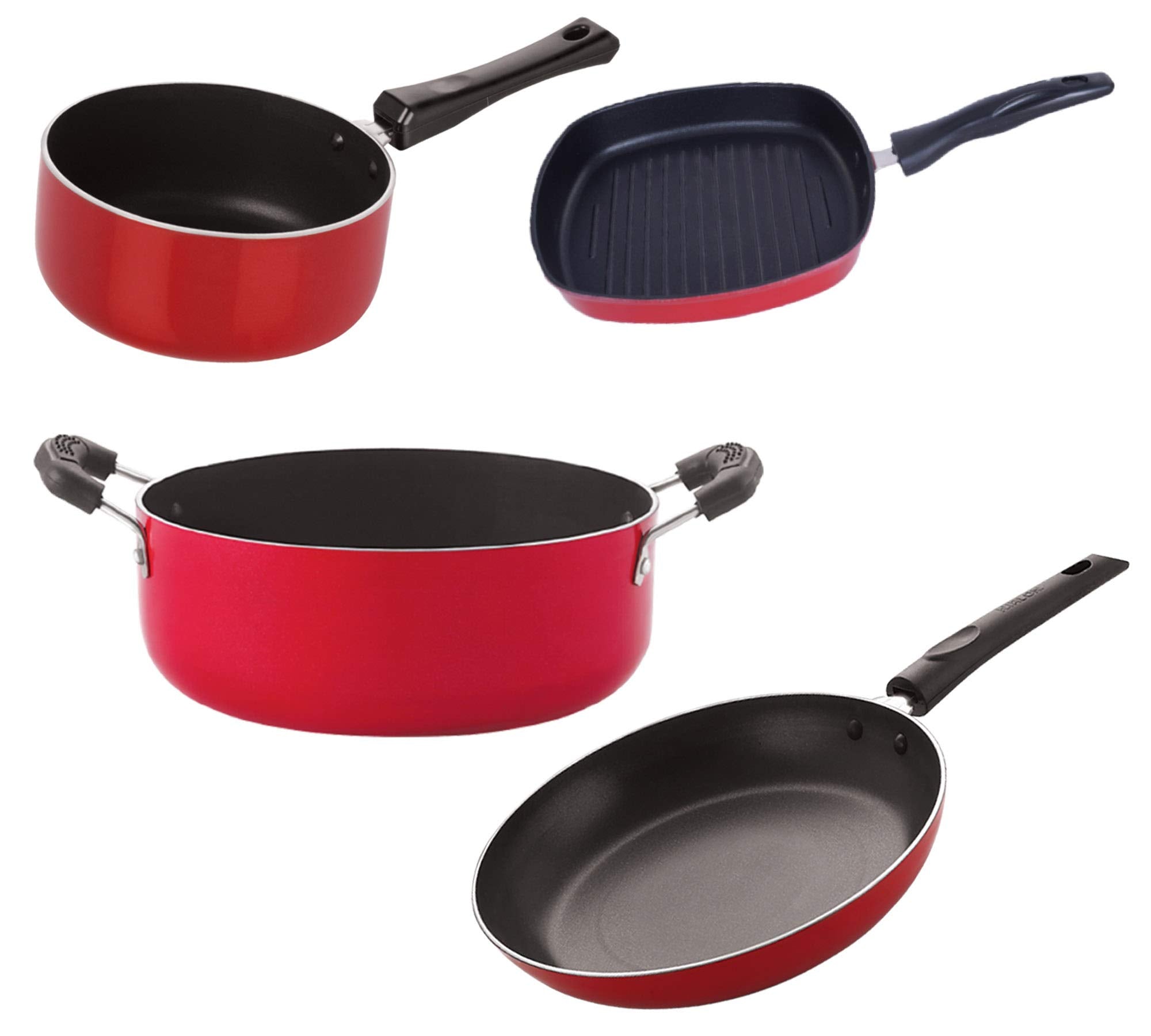 Nirlon NonStick Cookware Kitchen Aluminium Cooking Essential Combo Set Of 4 Pieces (2.6Mm_Sp(B)_Gp(22.5)_Cass22_Tp24)