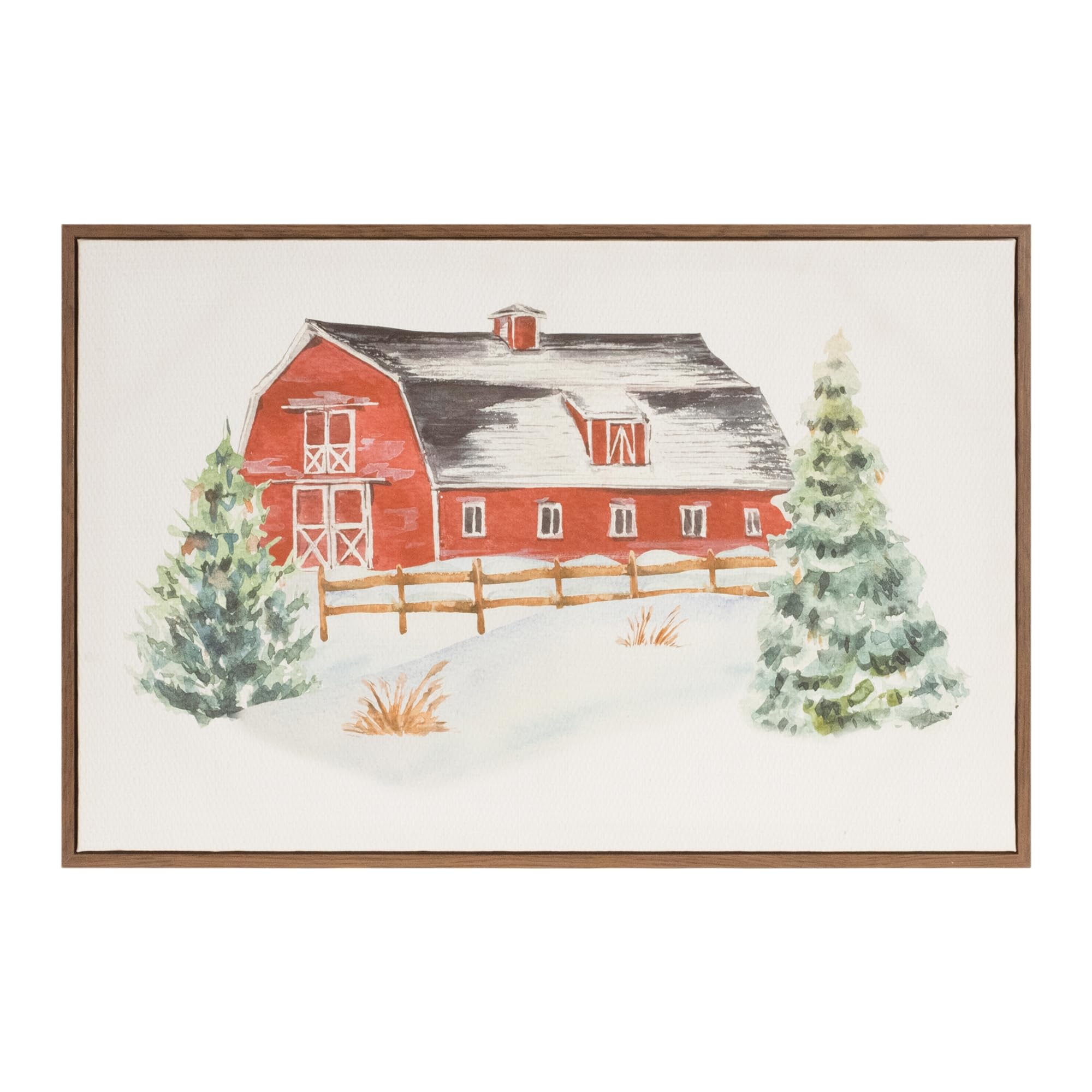 Melrose Barn Framed Christmas Canvas Wall Art - 24'' X 16''