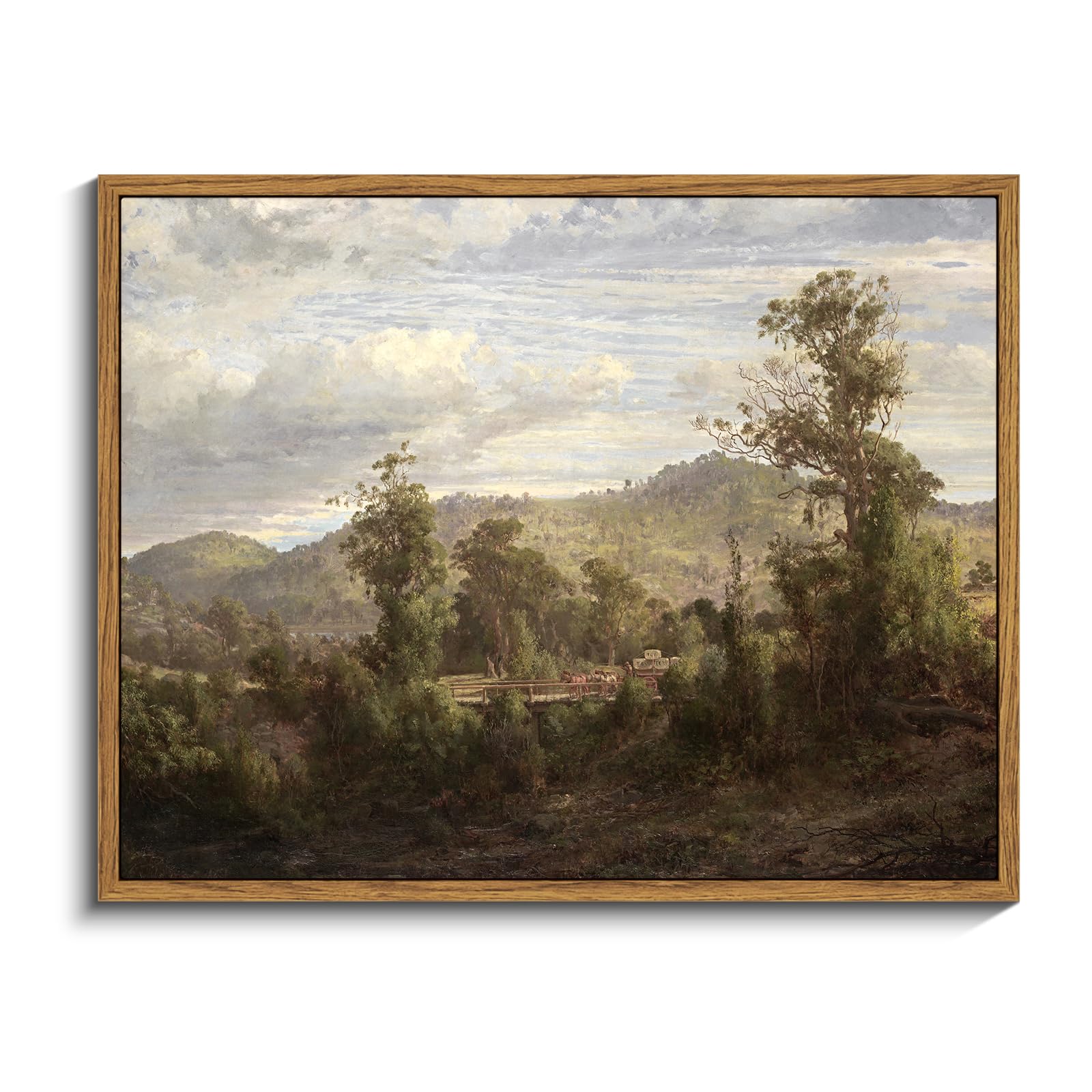 Insimsea Framed Canvas Wall Art Vintage Decor, Home Decor Retro Landscape Oil Painting Canvas Wall Art Decorations For Living Ro