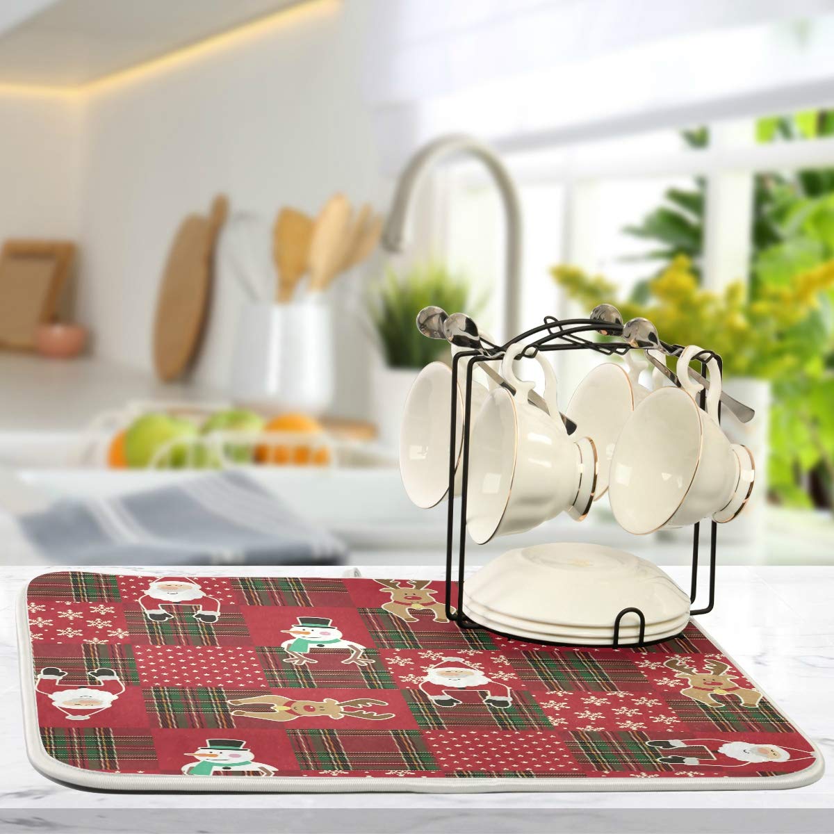 Dish Drying Mats, Christmas 16 In X 18 In Absorbent, Microfiber Dish Drying Rack Pad
