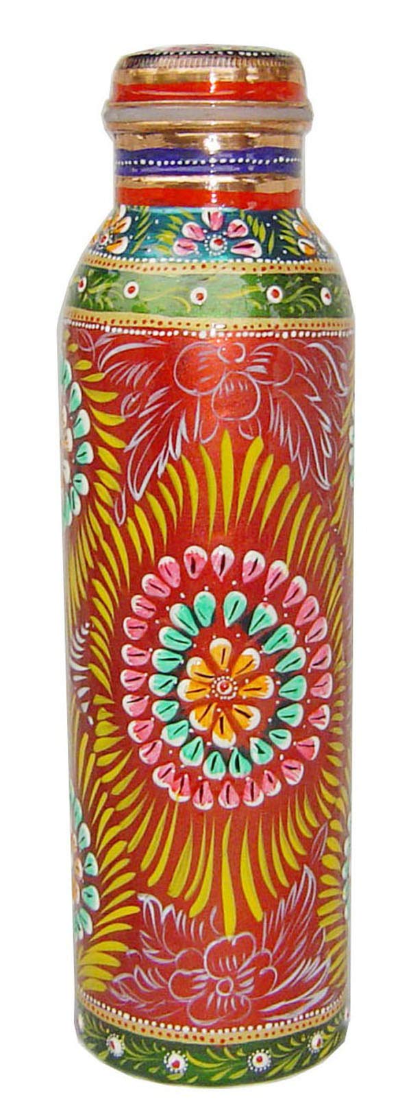 Rastogi Handicrafts Pure Copper Water Bottle for Ayurveda Health Benefits (Joint Free & leak proof) Hand Painted Art Work for Di