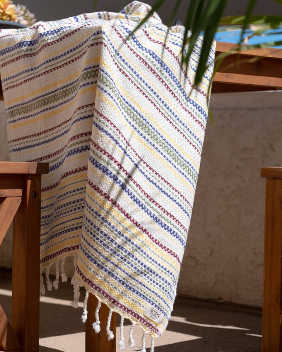 Teema Large Turkish Beach Towel - 100% Turkish Cotton - Sand Free - Fast Drying - Versatile And Multi-Use - The Shoreline (Color