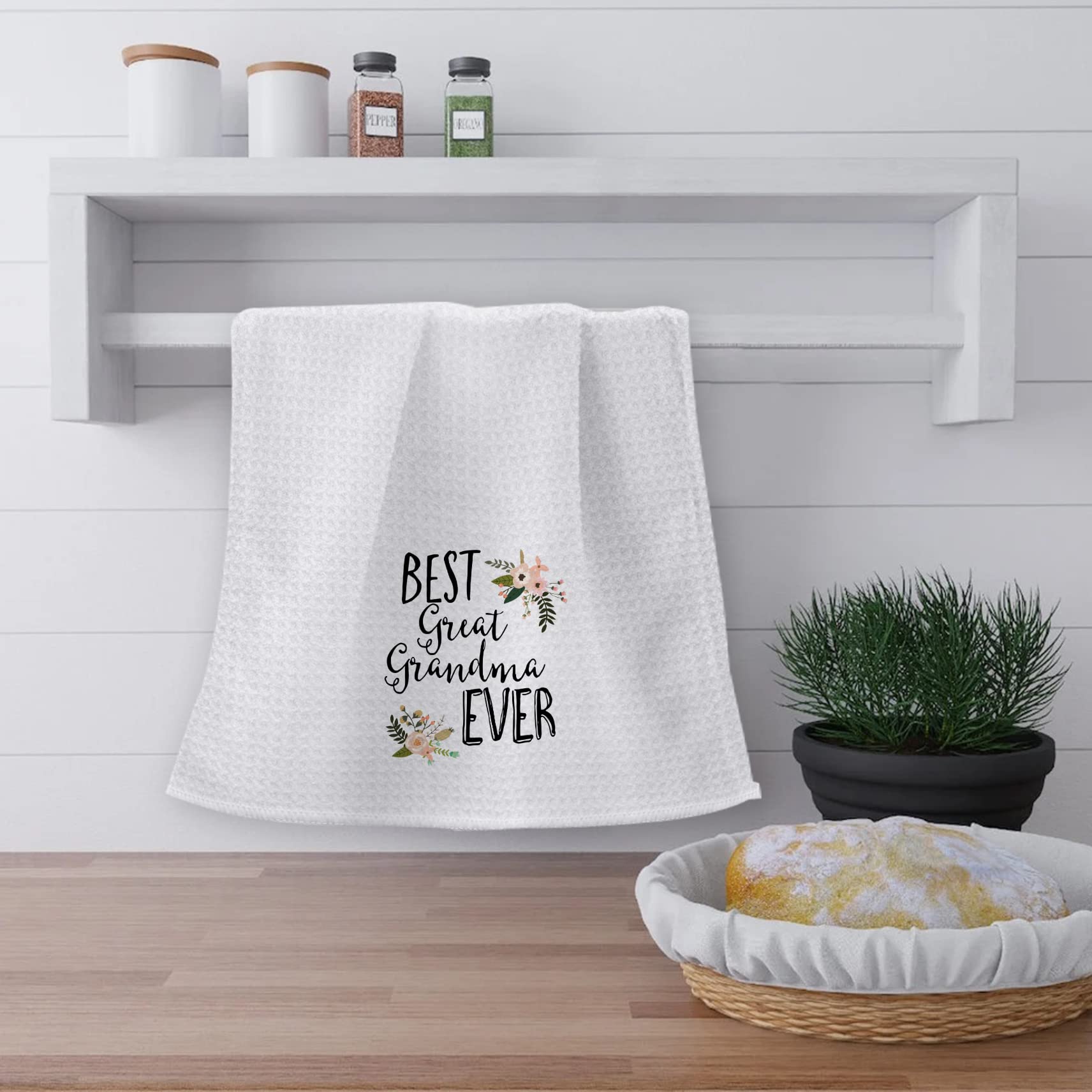 Ohsul Best Great Grandma Ever Floral Absorbent Kitchen Towels Dish Towels Dish Cloth,Grandma Mother'S Day Hand Towels Tea Towel