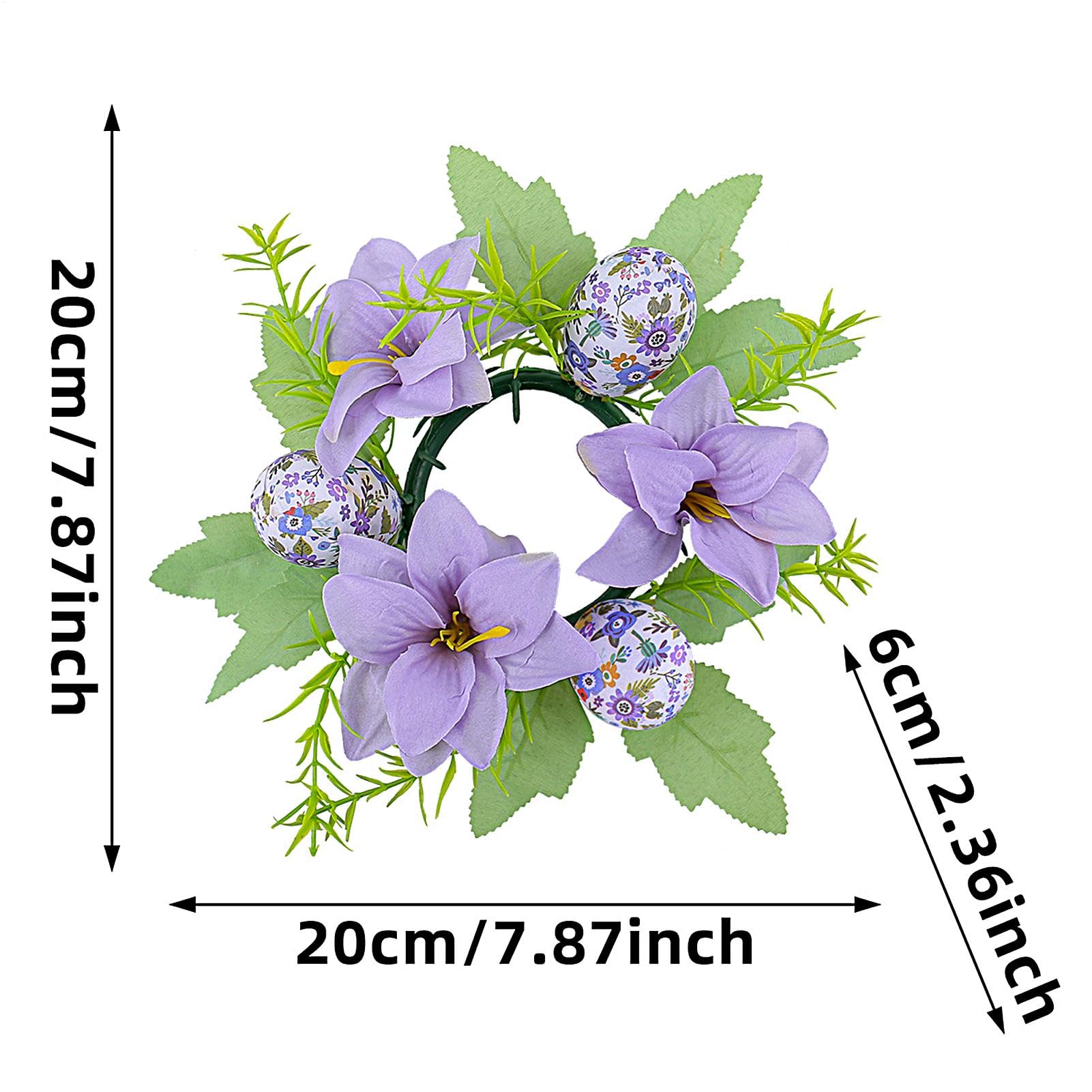 Easter Egg Candle Rings Wreaths | Easter Candle Rings Wreaths,Farmhouse Artificial Flowers Candle Wreaths Holiday Candle Rings,S