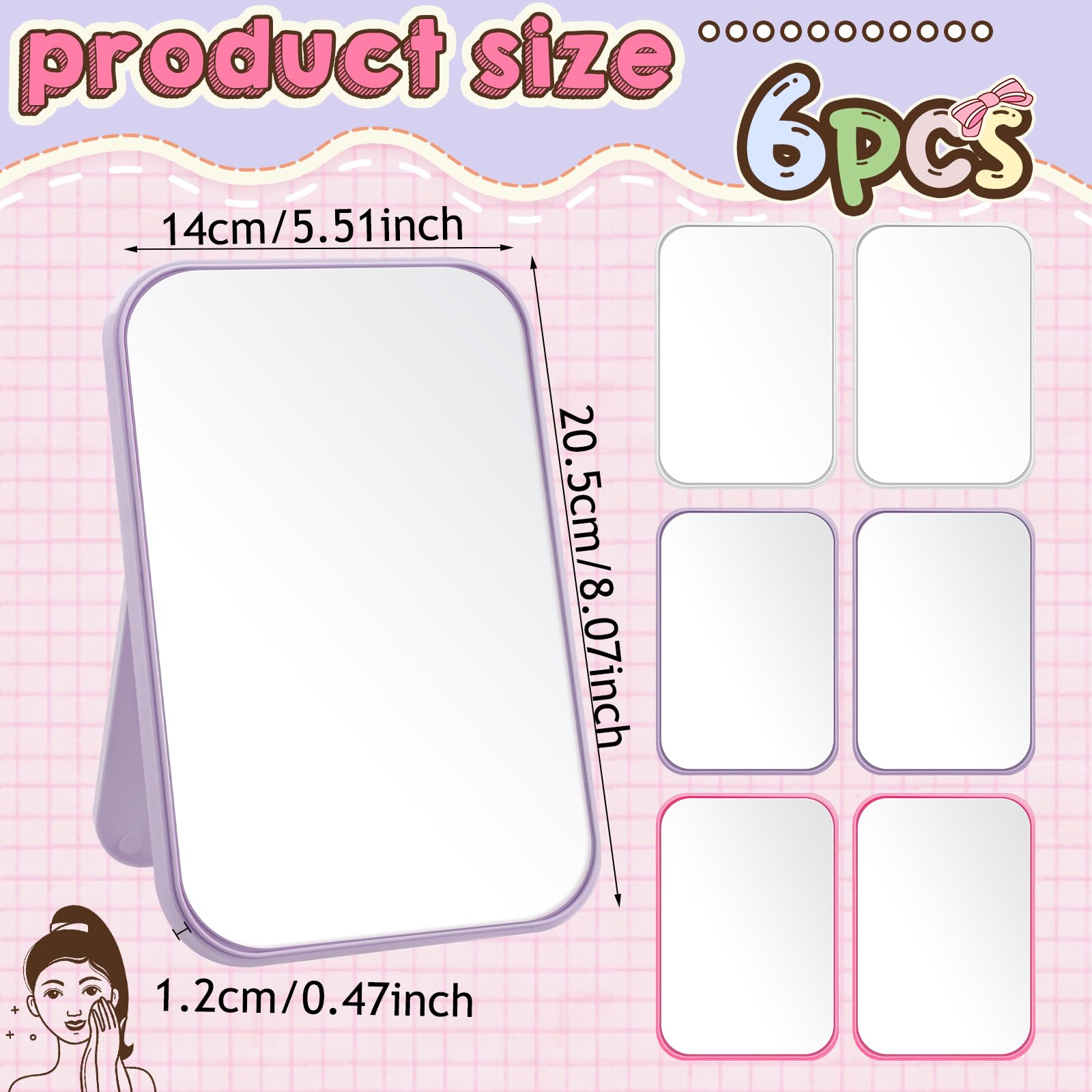 Doublefill 6 Pcs Spa Party Mirror Spa Party Supplies Sleepover Accessory Favors Makeup Mirror For Sleepover Slumber Birthday Fav
