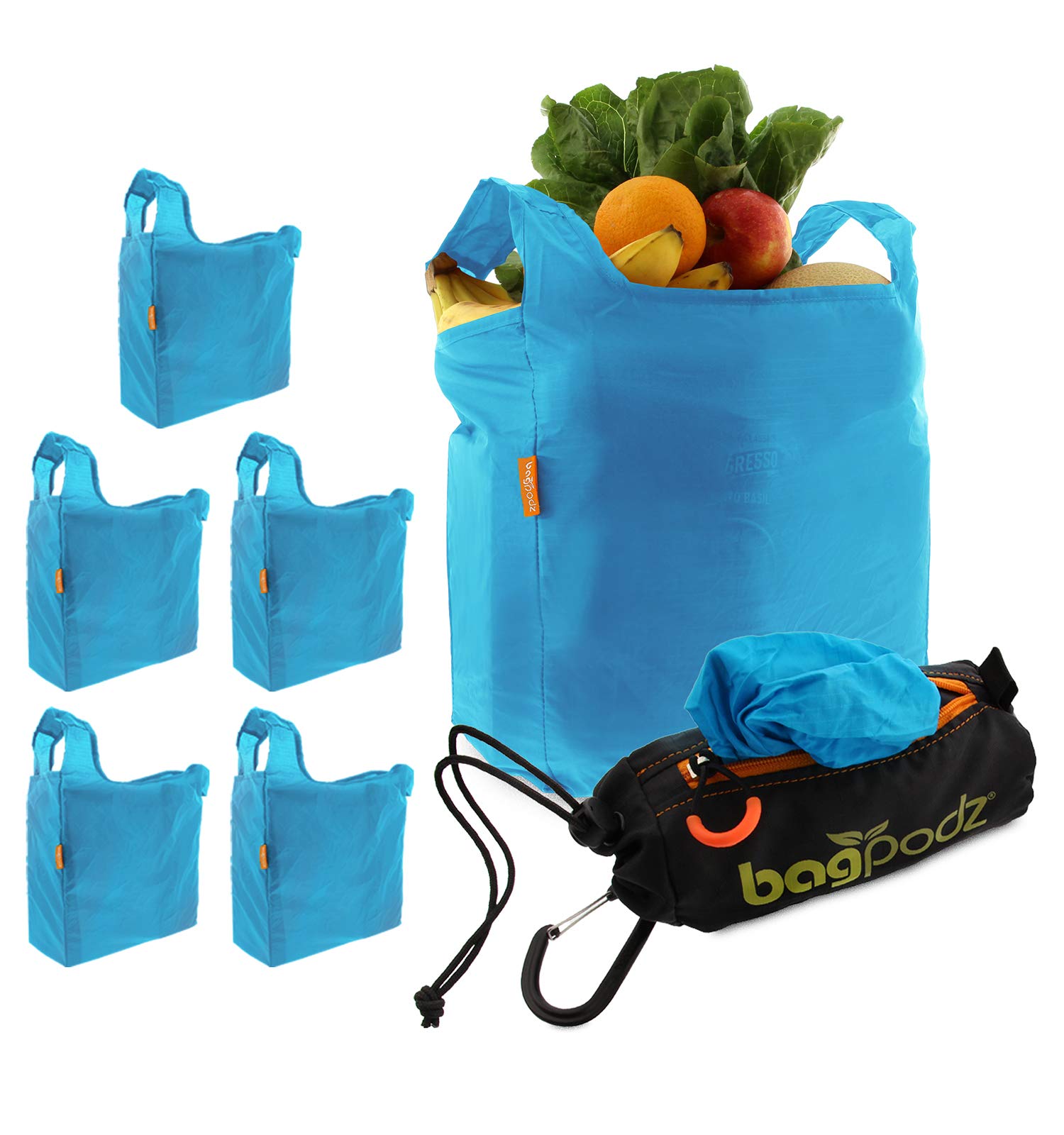 Sturdy Reusable Grocery Bags Foldable and Washable - Made From RipStop Nylon Hold 50lbs - Designed in USA Reusable Shopping Bags