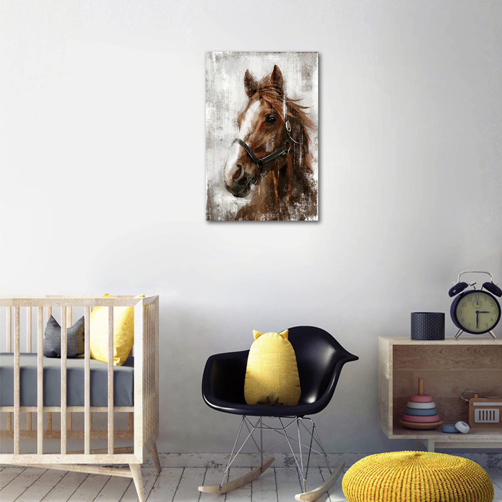 Horse Canvas Wall Art Horse Portrait Pictures Wall Decor Farmhouse Brown Horses Canvas Painting Rustic Horse Canvas Prints Artwo