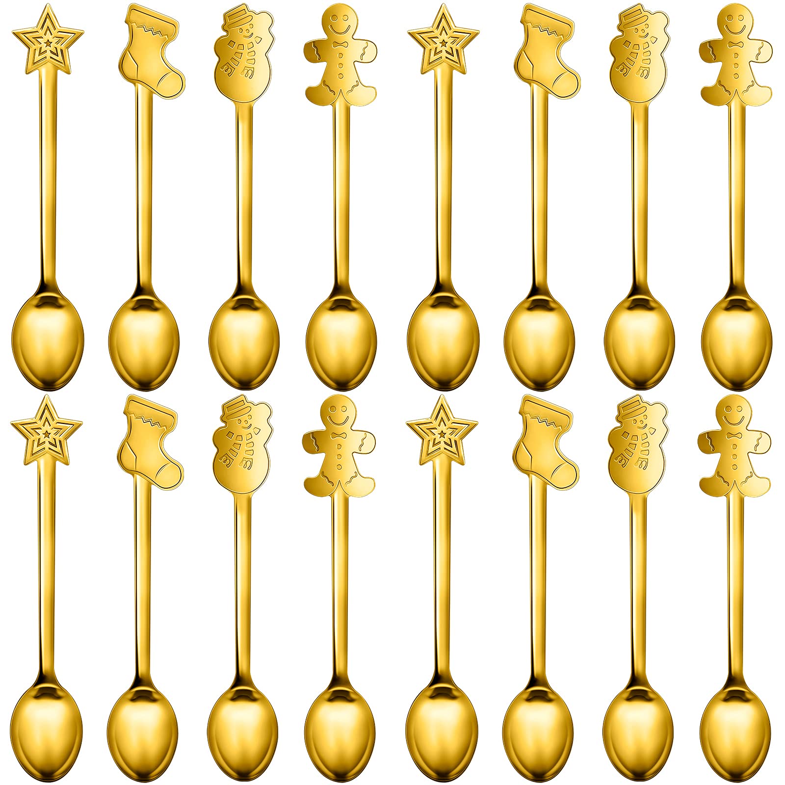 16 Pieces Christmas Spoon Set Christmas Stirring Spoon Creative Stainless Steel Coffee Spoon Tea Spoon Soup Spoon Dessert Spoon