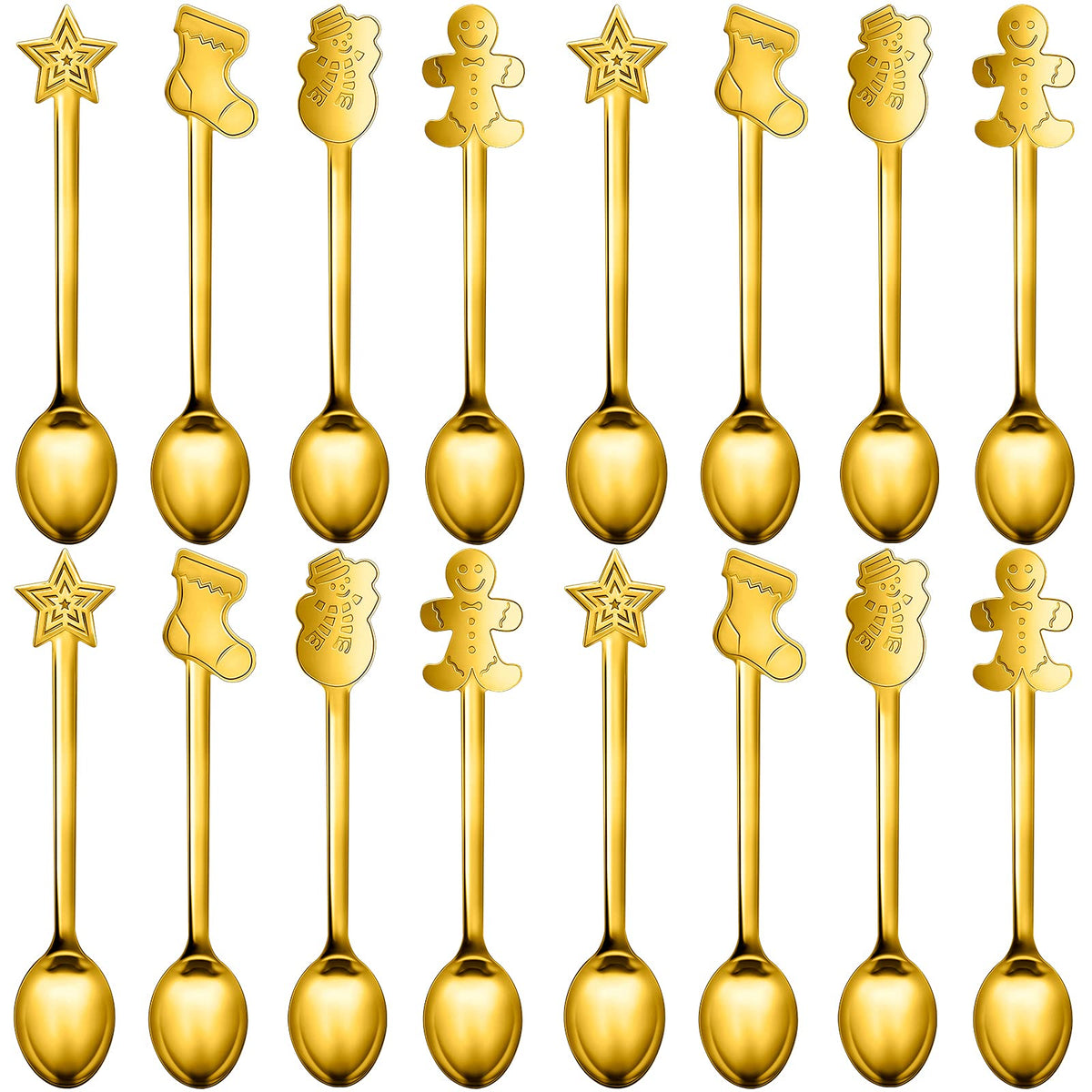 16 Pieces Christmas Spoon Set Christmas Stirring Spoon Creative Stainless Steel Coffee Spoon Tea Spoon Soup Spoon Dessert Spoon