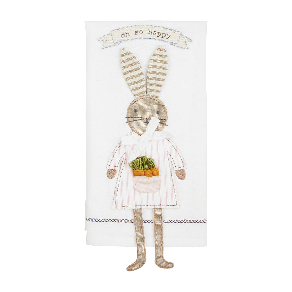 Mud Pie Easter Bunny Dangle Leg Towel, Pink Bunny, 21'' X 14''