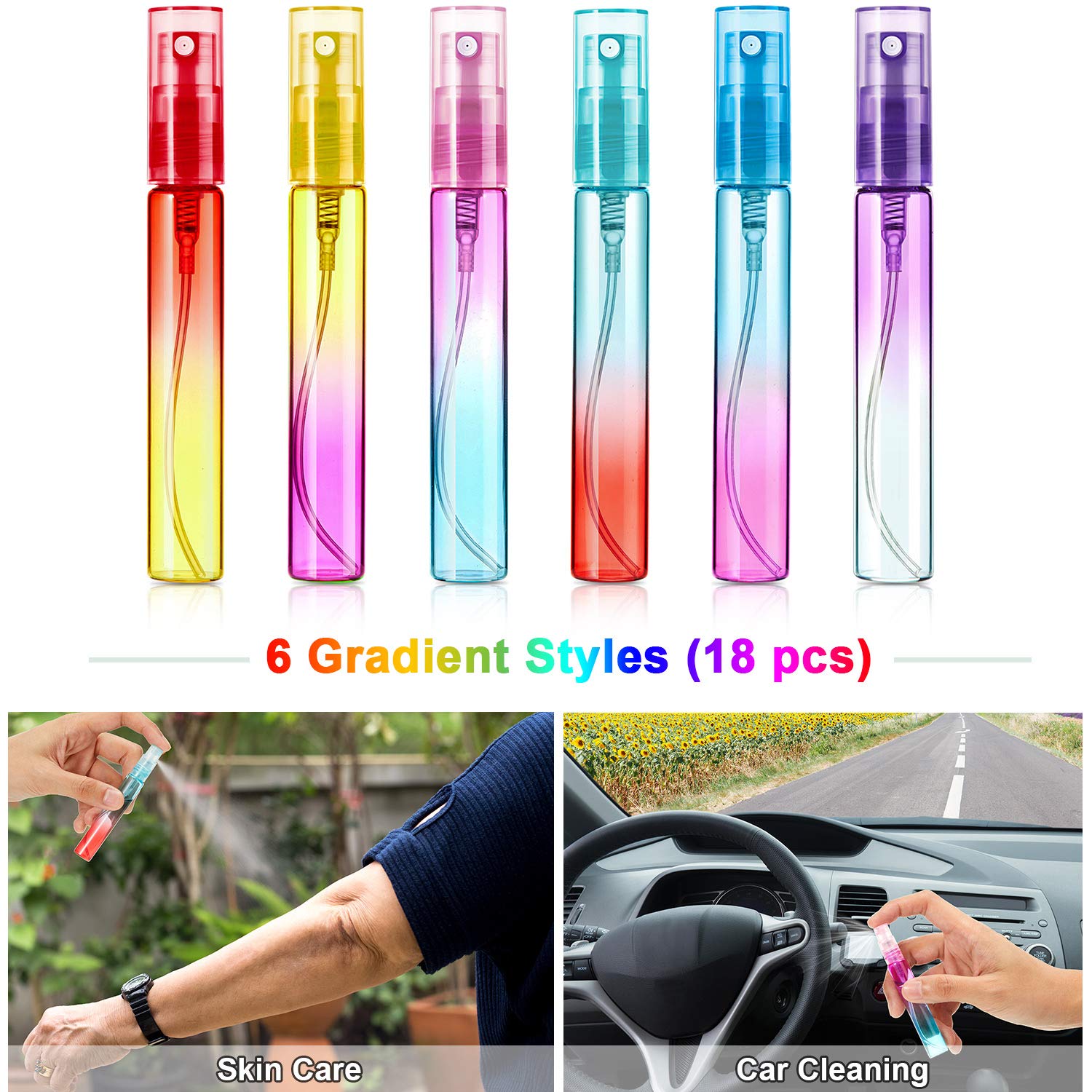 Patelai 18 Pieces 8 Ml Mini Perfume Spray Bottles Atomizer Portable Travel Mister Refillable Empty Container Colorful Glass Bott
