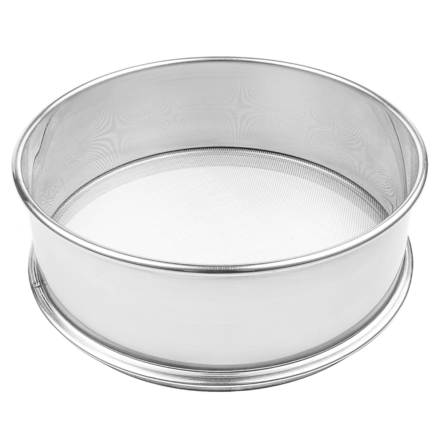 Vollum Stainless Steel Flour Sifter Fine Mesh Round Flour Sifter For Baking 16.5'' Diameter X 2.88'' High; Mesh-Hole Size 0.85Mm