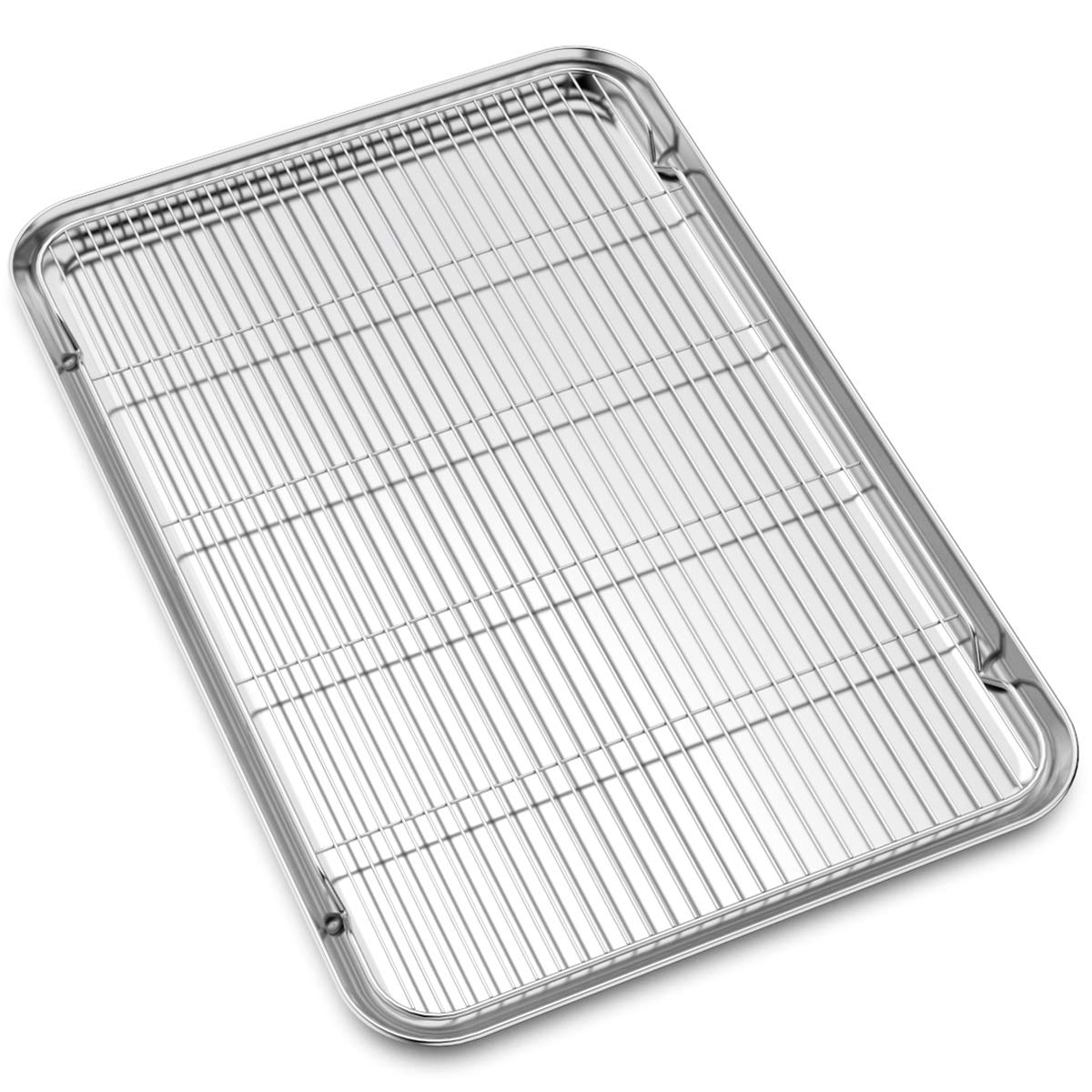 Large Set Baking Sheet And Cooling Rack Set, Bastwe 24L X 16W X 1H Inch Professional Bakeware, Healthy & Nontoxic & Rustproof &