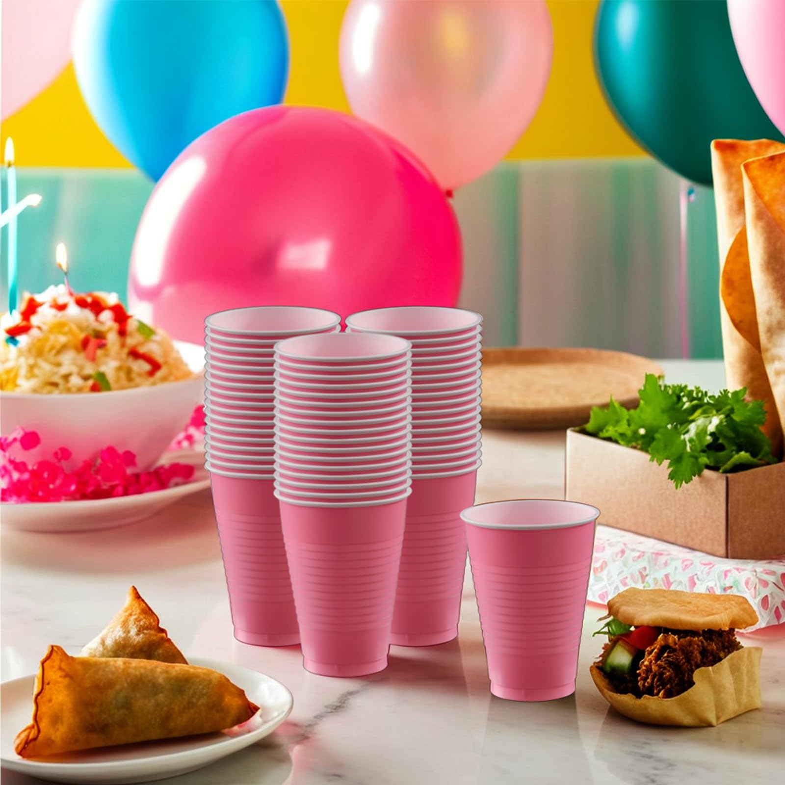 Amscan Big Party Pack, Durable Plastic Cups, 50 Count (Pack Of 1), New Pink