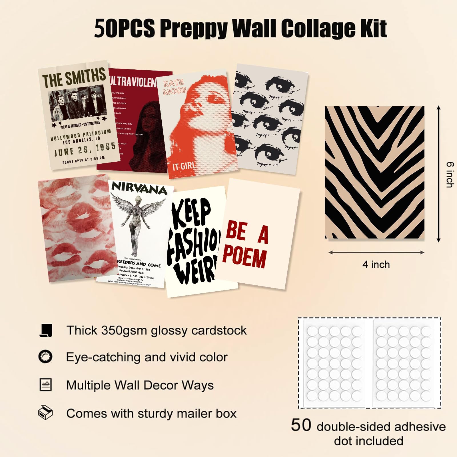 50Pcs Downtown Girl Room Decor, Y2K Wall Art Prints For Bedroom, Coquette Wall Collage Kit For Room Aesthetic, 4''X6'' Vintage P