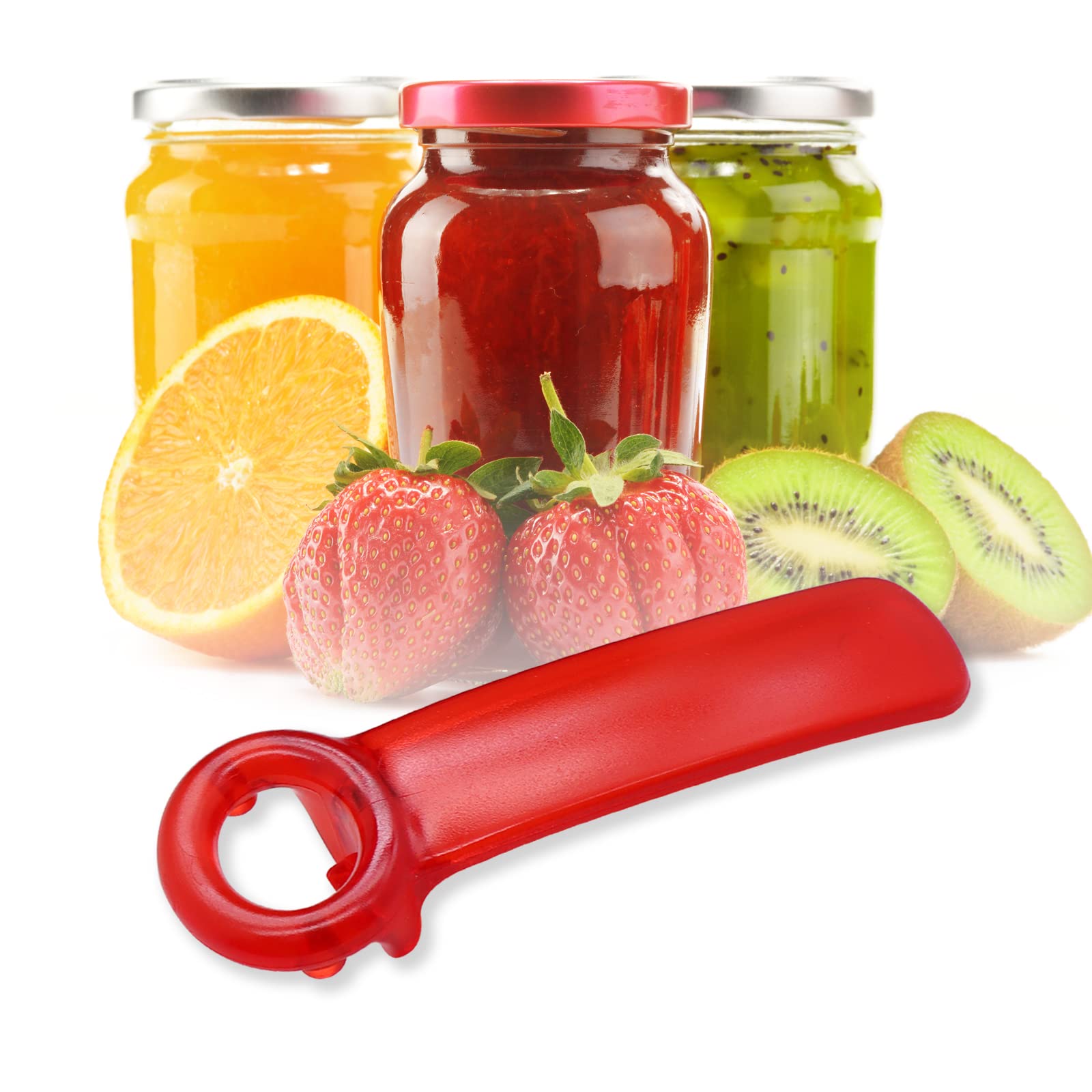 1 Pack Red Jar-Key Jar Opener The Original Easy Use By Anyone (Transparent)