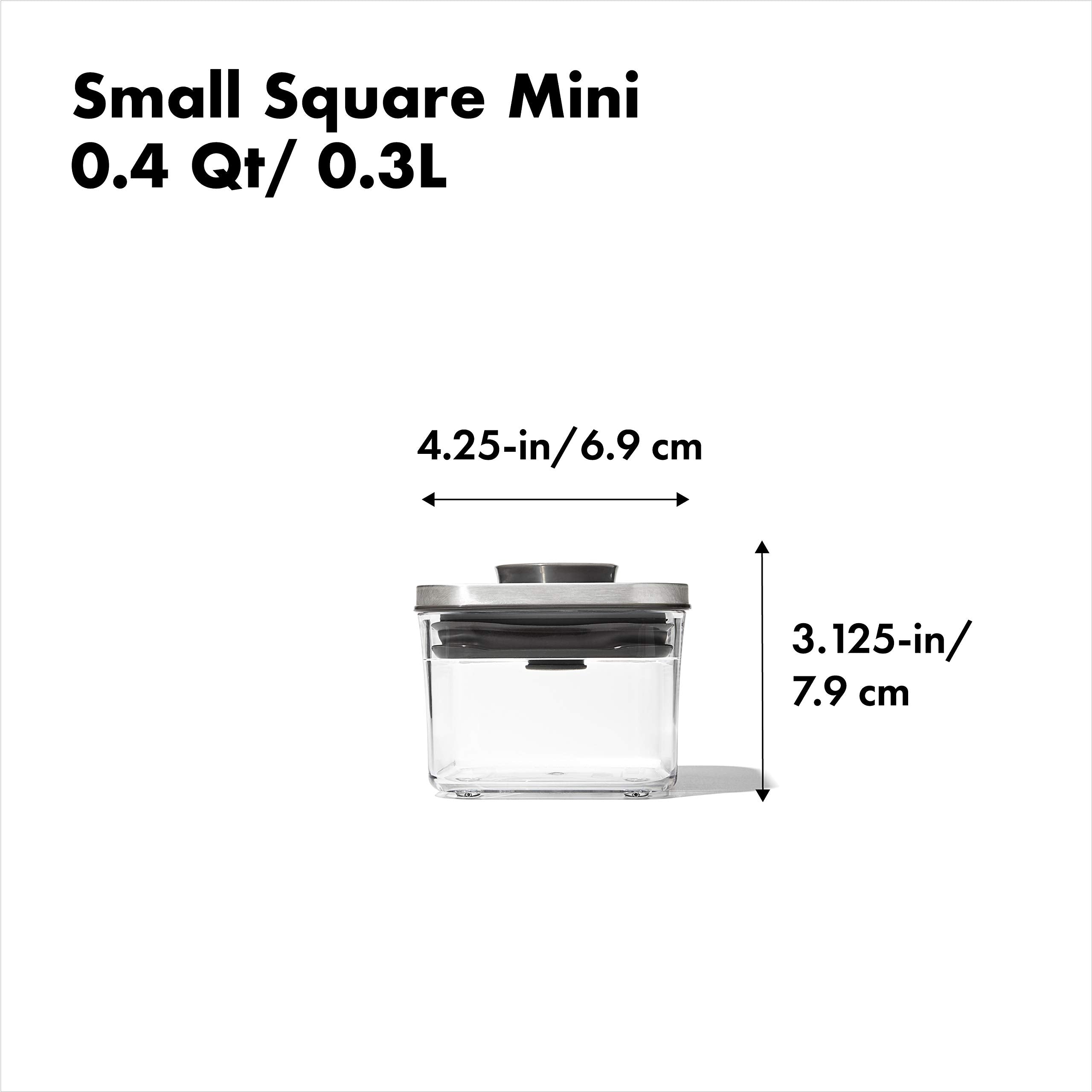 Oxo Steel Pop Small Square Container - 0.4 Qt For Dried Herbs And More,Grey