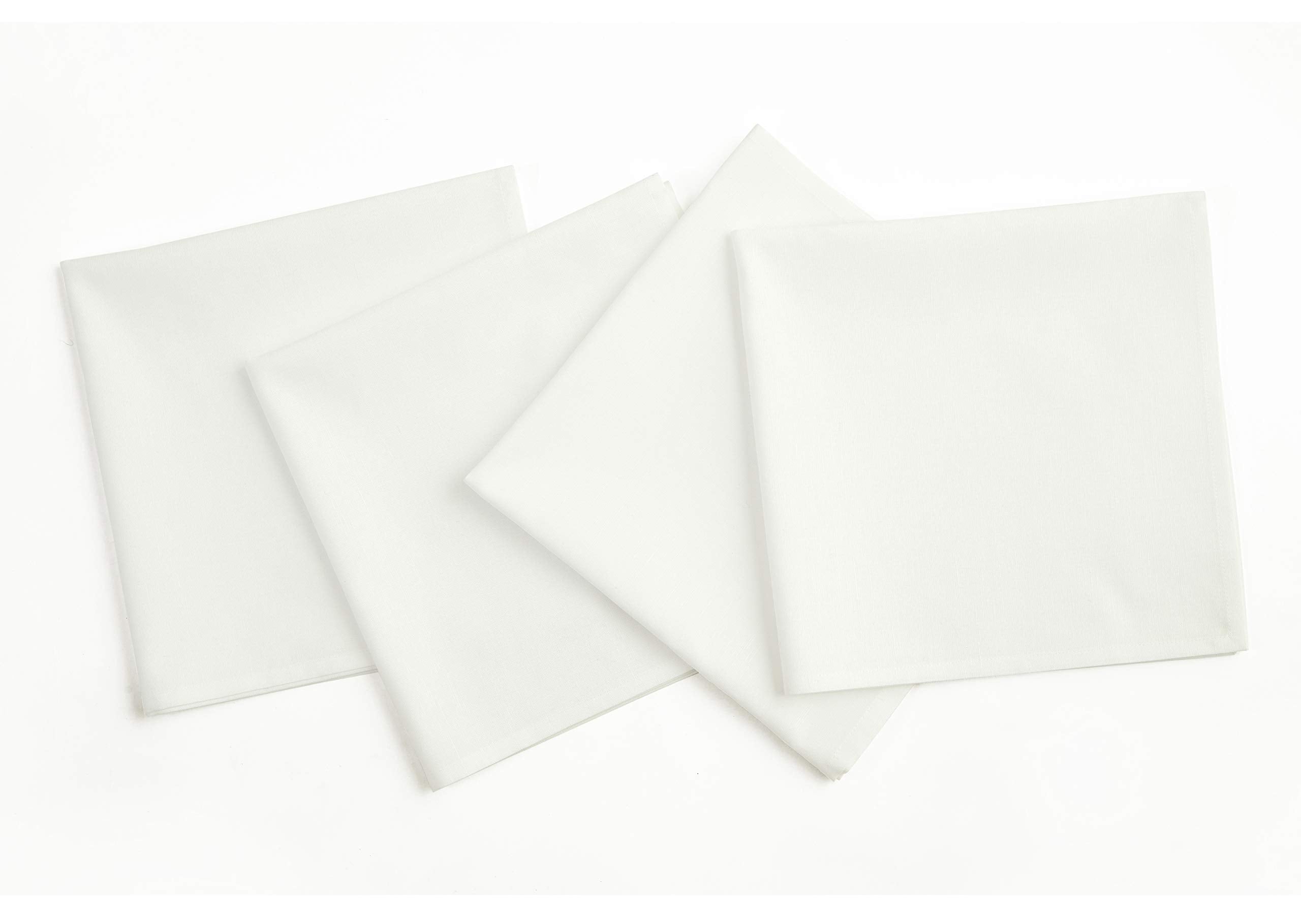 Solino Home White Cloth Napkins Set Of 4 - Cotton Linen Dinner Napkins 20 X 20 Inch - Machine Washable Fabric Napkins For Valent