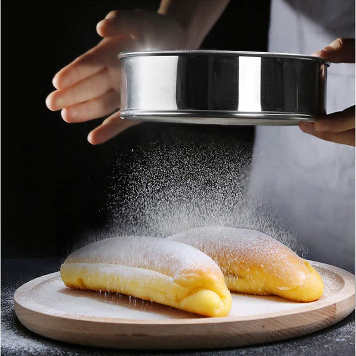Flour Sifter, Fine Mesh Sifter, Flour Sieve Stainless Steel Round Sifter For Baking Straining Powdering 40 Mesh 15Cm 20Cm