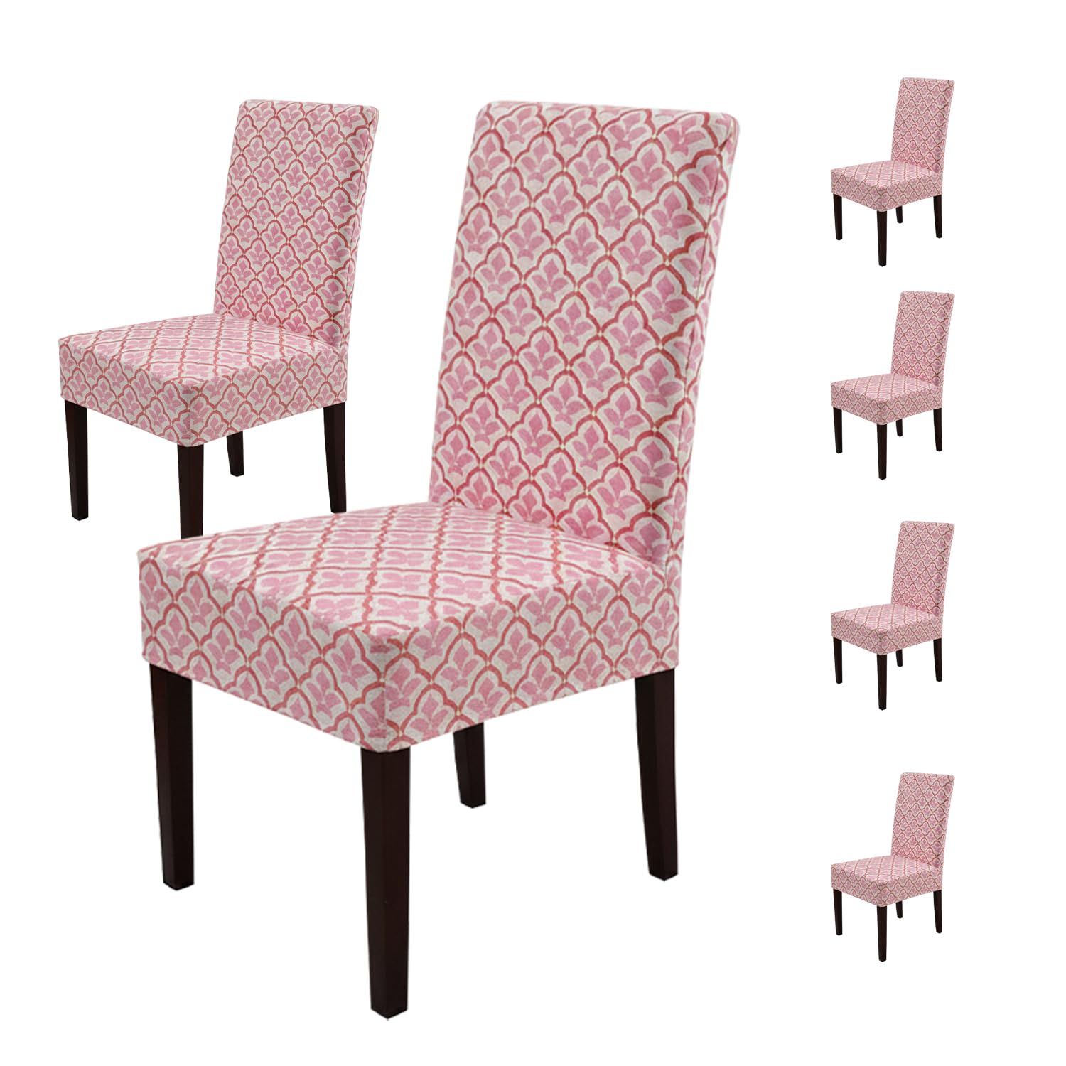 House Of Quirk Elastic Chair Cover Stretch Removable Washable Short Dining Chair Cover Protector Seat Slipcover (Pack Of 6, Peac