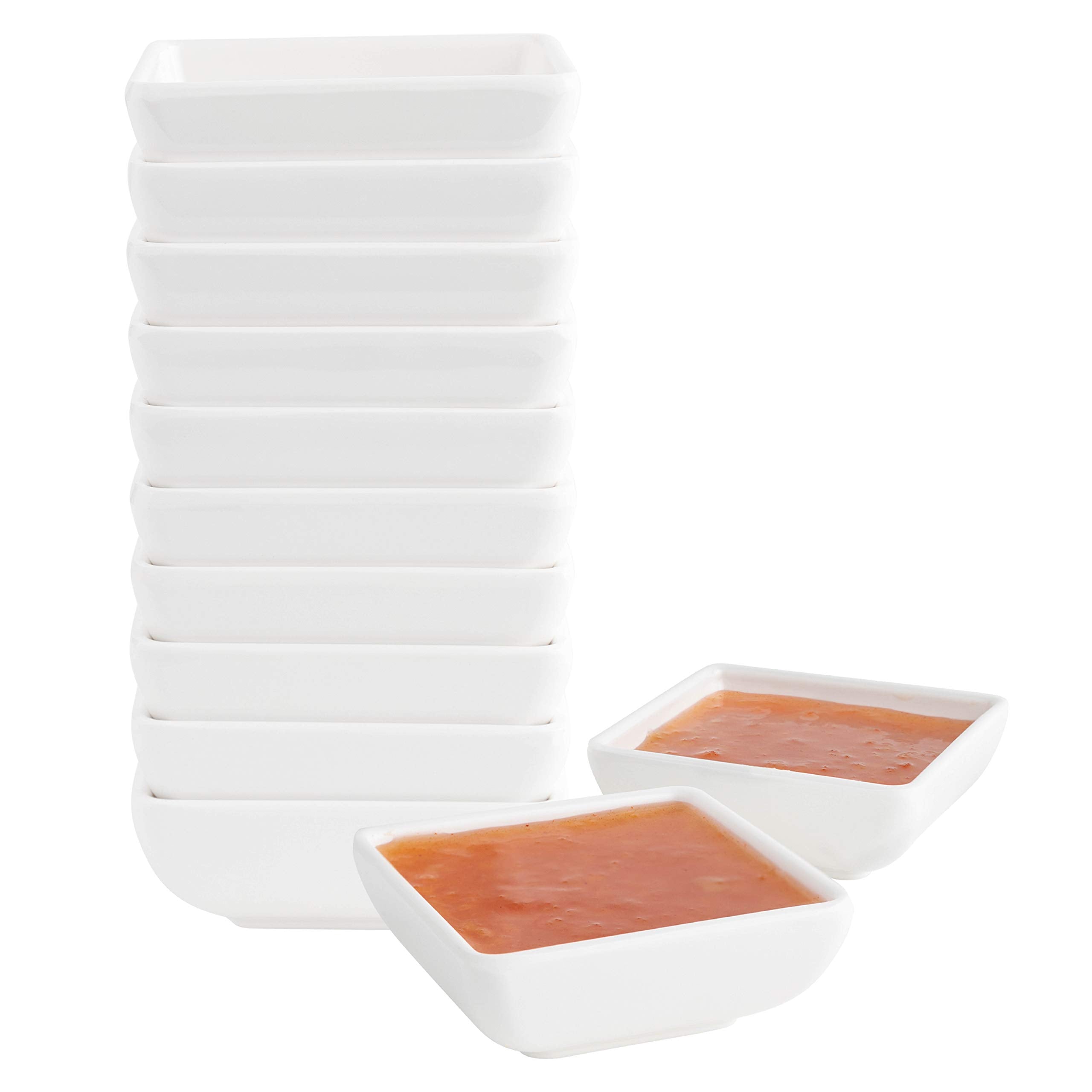 12 Pack Mini Sauce Dish 2.7'', Super White, Elegant Dinnerware, 100% Melamine, Non Breakable, Durable