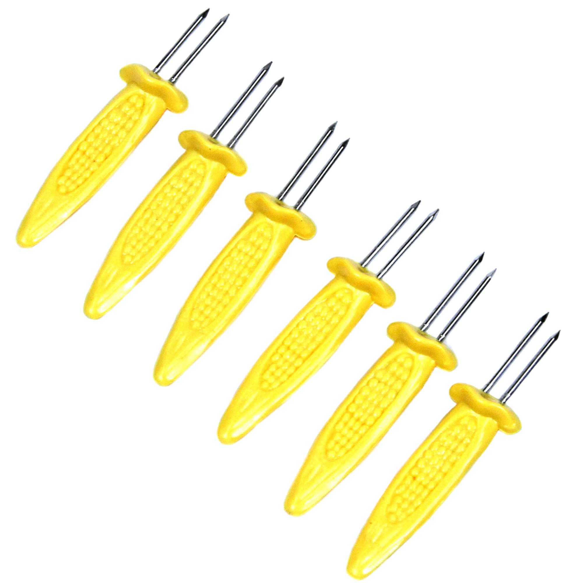 Chef Craft Classic Plastic Jumbo Corn Holders, 3 Pairs 6 Piece Set, Yellow