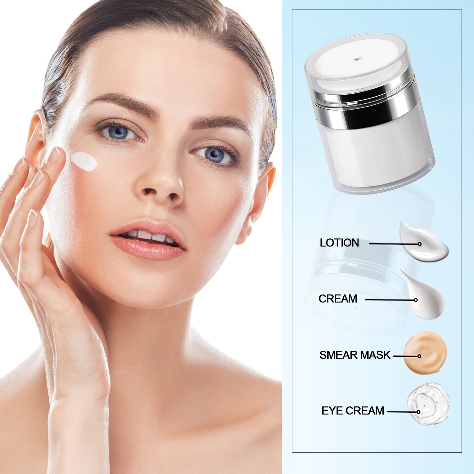 2Pack Lotion Dispenser 50Ml 100Ml Airless Pump Jar - 1.7Oz 3.5Oz Moisturizer Pump Bottle Drunk Elephant Skin Care Travel Makeup