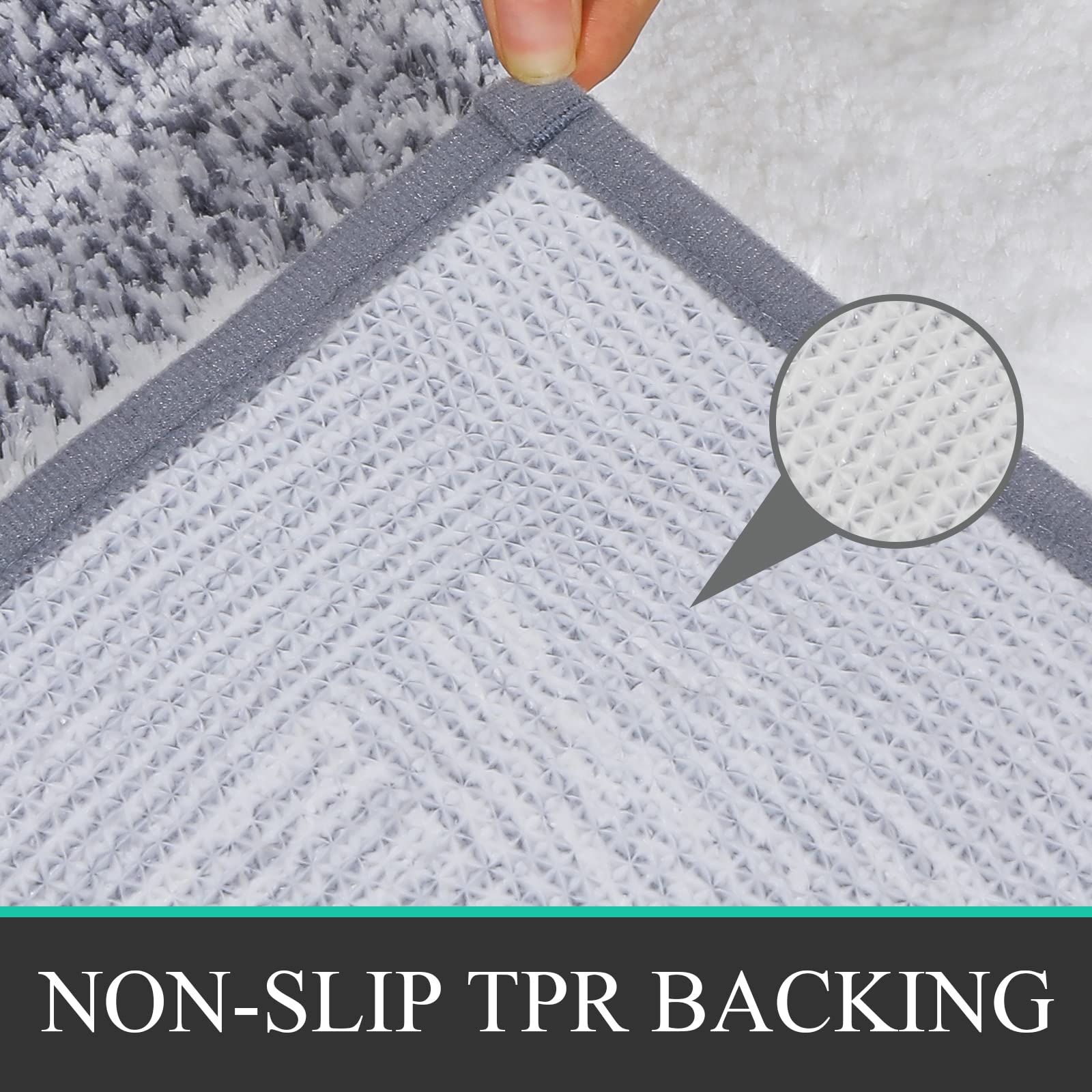 Bsmathom Bathroom Rugs Sets 3 Piece  Non-Slip Shaggy Absorbent Bath Mat Set  Machine Washable Microfiber Bathroom Mats with U-Shaped Contour Toilet Mat for Bathtub  Toilet  Dark Grey