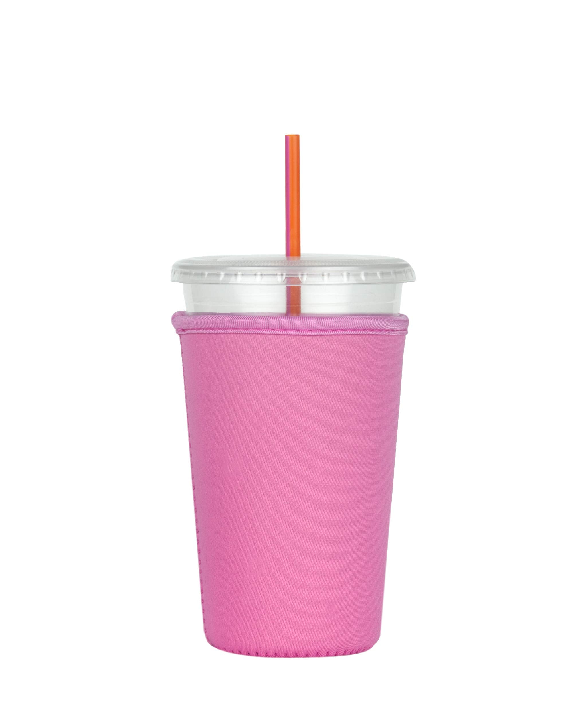 Insulated Neoprene Cup Sleeve/Holder For Iced Beverages, Coffee, And Tea (Light-Pink, Medium)