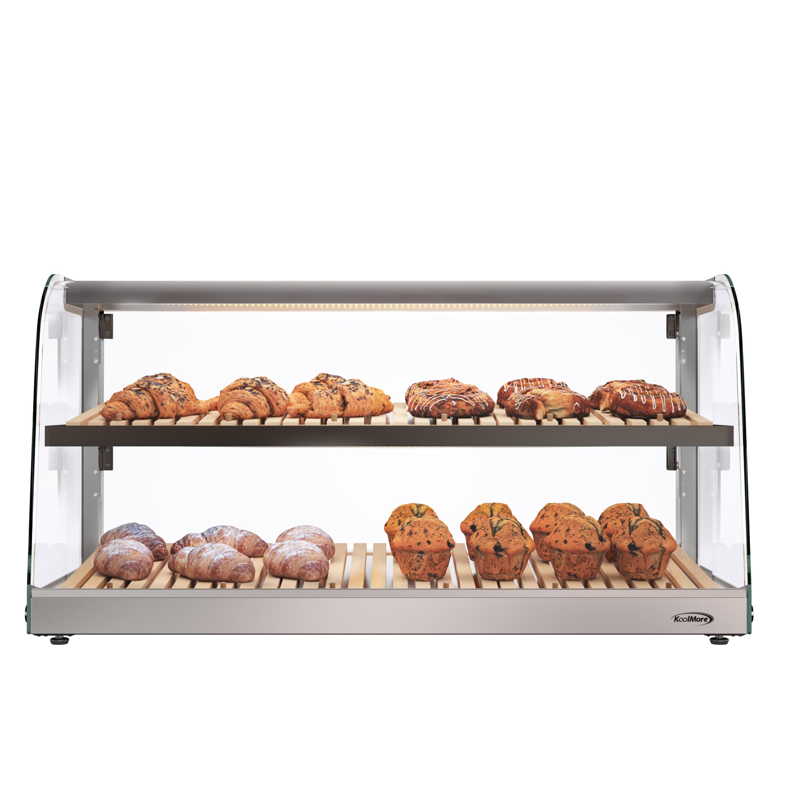 KoolMore 40 in. Glass Countertop Dry Bakery Display Case with Two Shelves and Bamboo Trays