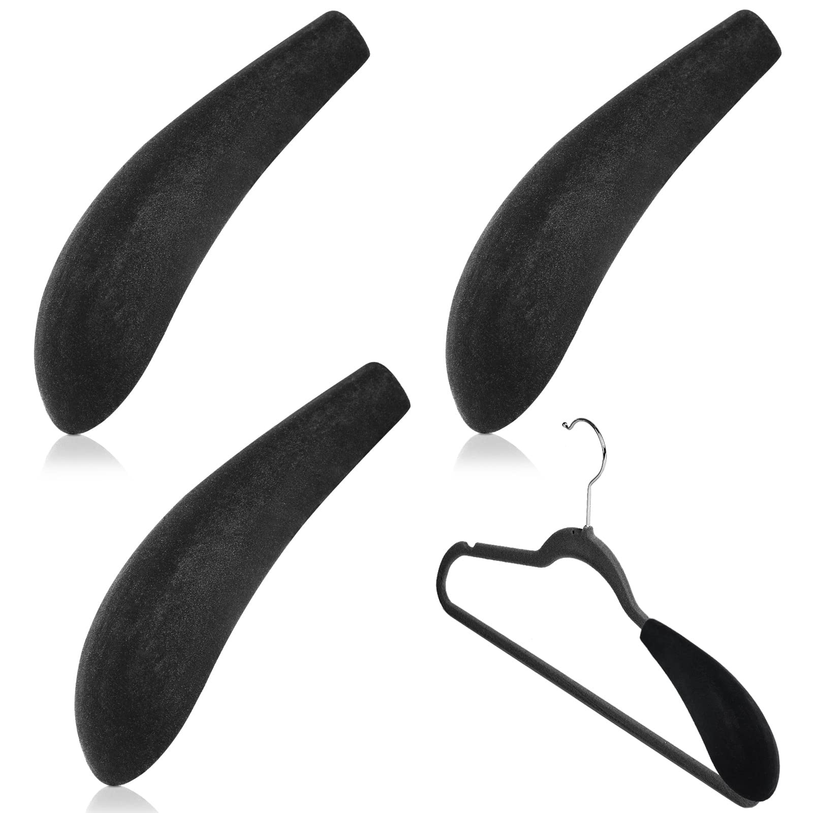Velvet Hangers Shoulder Form Hanger Shoulder Shaper Black Hanger Pads Flocking And Plastic Hanger Shoulder Protectors For Velvet