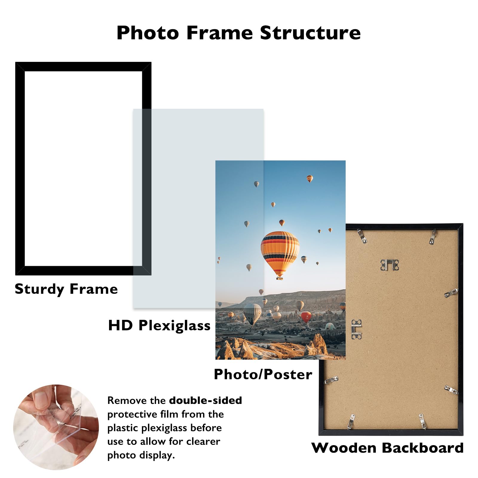 JCJMY 13x22 Picture Frame Black for Poster Photo Picture, Horizontal and Vertical Formats for Wall Hanging, 13 x 22 Wall Gallery