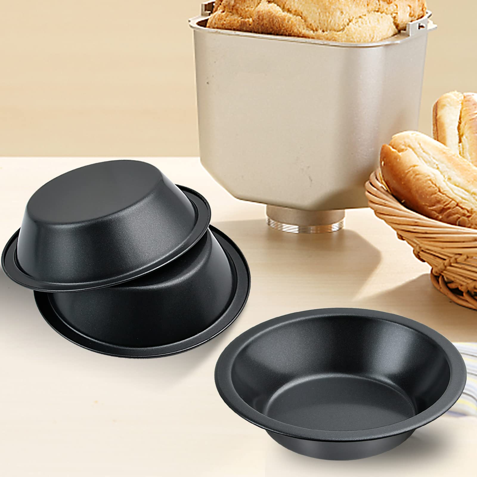 Aemygo 5 Inch Mini Pie Pans, 8 Pack Reusable Round Pie Tins Nonstick Pie Plate, Carbon Steel Mini Tart Pan, Small Cake Baking Se