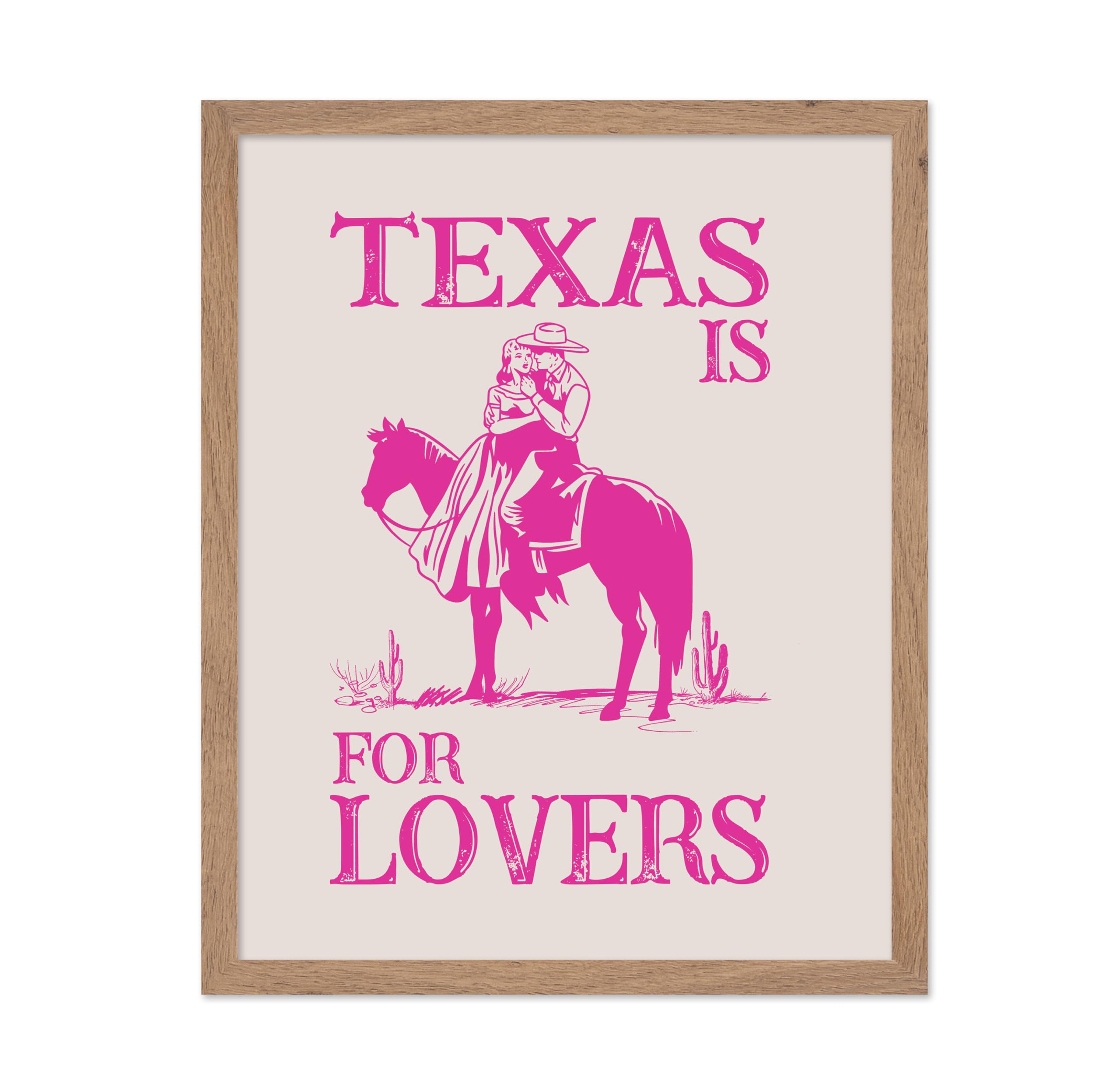 Poster Master Pink Texas Is For Lovers Poster - Retro Cowboy Print - Western Art - Wild West Art - Gift for Men, Women & Lovers 