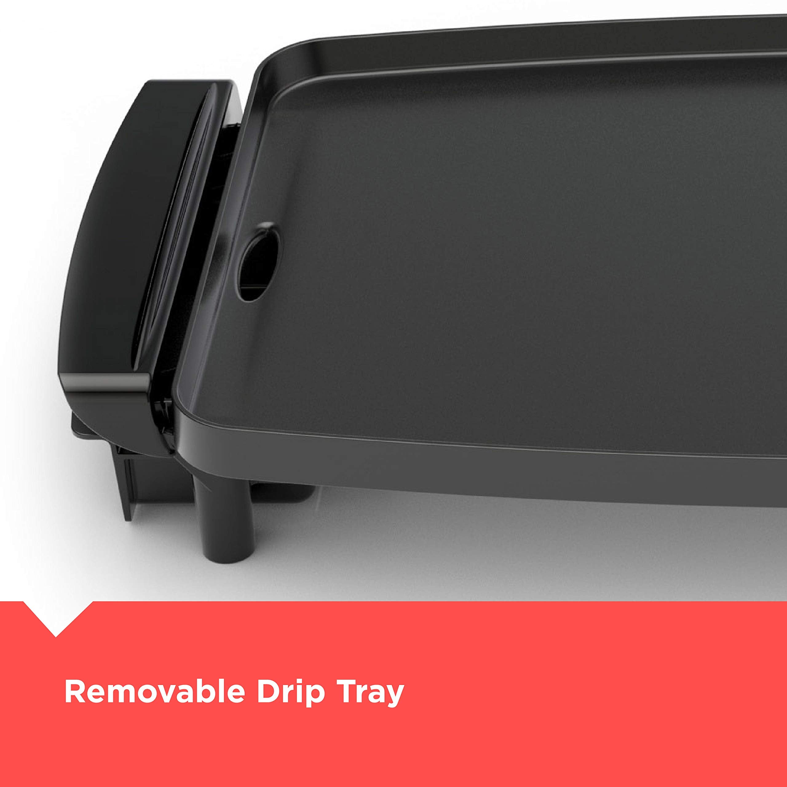 Black+Decker Electric Griddle With Removable Temperature Probe, Indoor Grill, Pancake Griddle, Black, Gd1810Bc