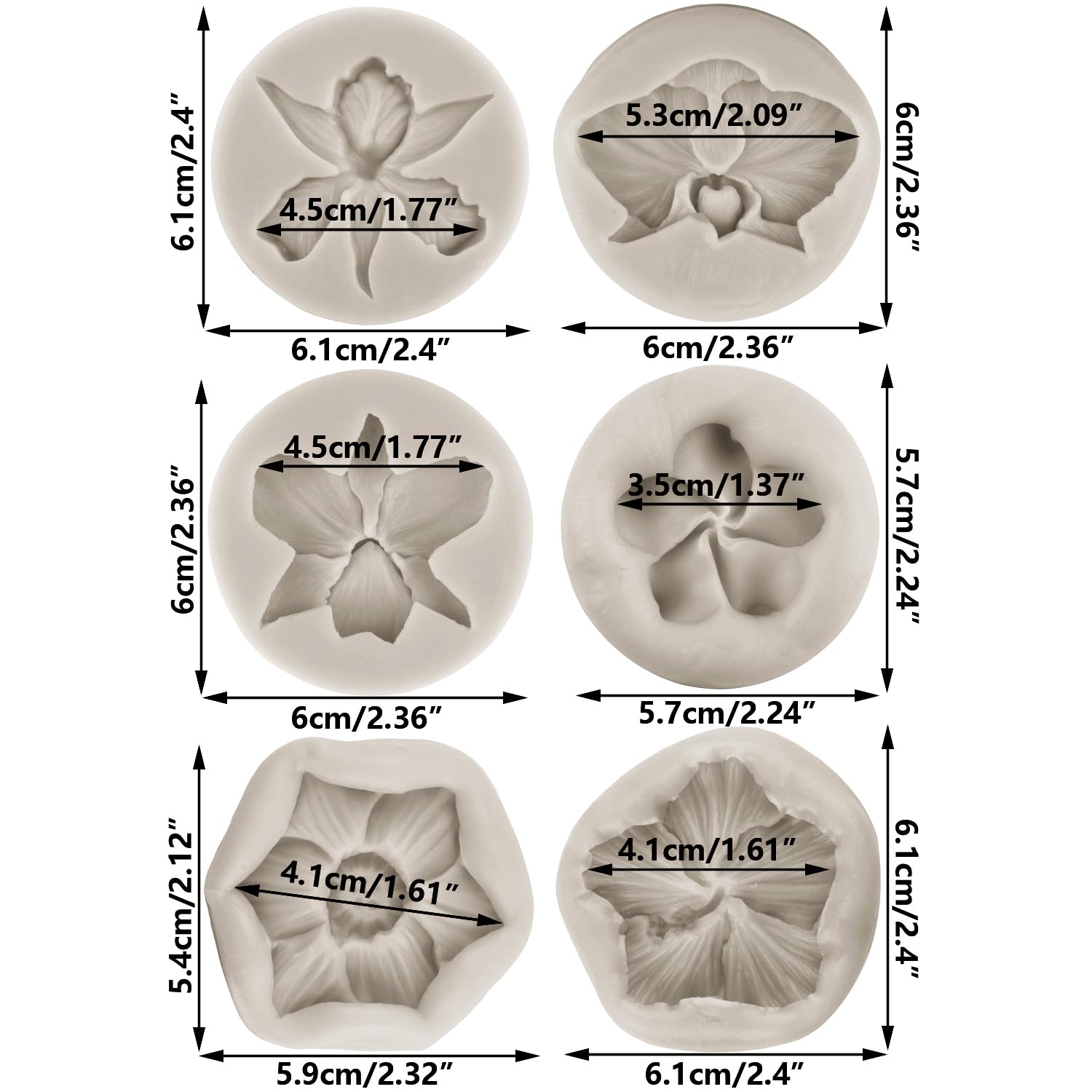Sijiangmold Flower Blossom Silicone Mold Hibiscus Orchid Flower Fondant Molds Plumeria Flower Candy Mold For Cake Decorating Cup