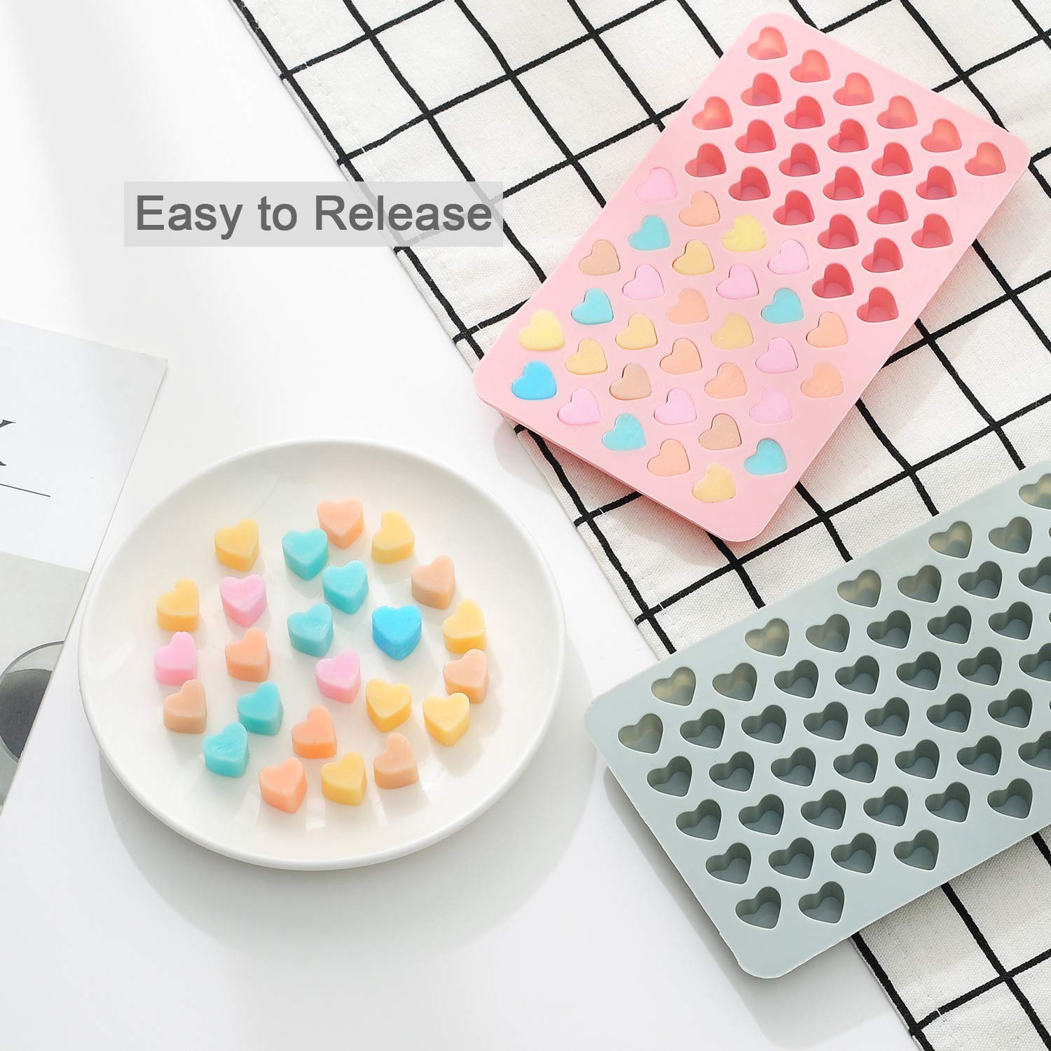 Verdental Small Heart Shaped Silicone Candy Mold Set - Non-Stick Decorative Cake Molds For Chocolate, Gummies, Ice, Sugar Cubes,
