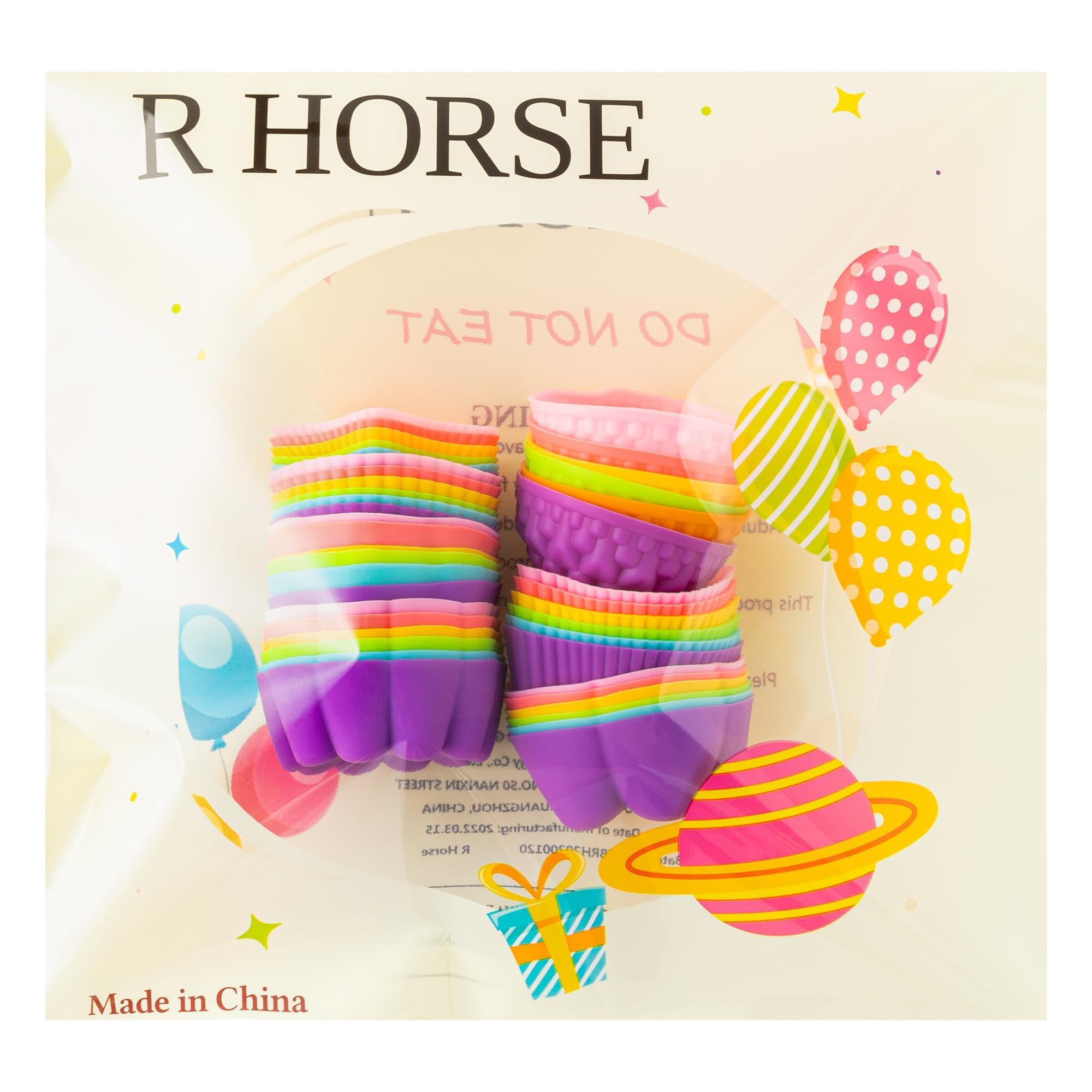 R Horse 42Pcs Silicone Molds Cupcake Multi Flower Shapes Baking Cups Non-Stick Donut Wrapper Mold Muffin Liners Washable For Pan