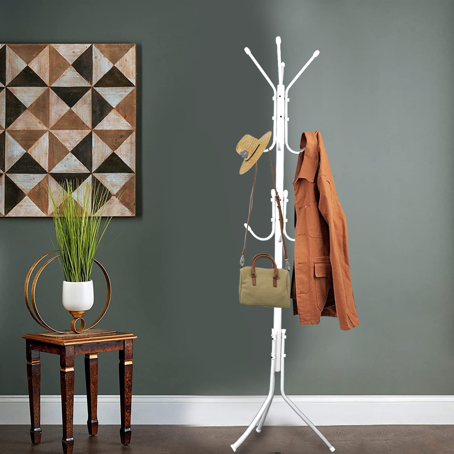 Leopax 8 Hook Metal Coat Stand Hanger For Hanging Clothes, Towels, Hats | Garment Stand, Cloth Stand, Cloth Hanger, Standing Coa