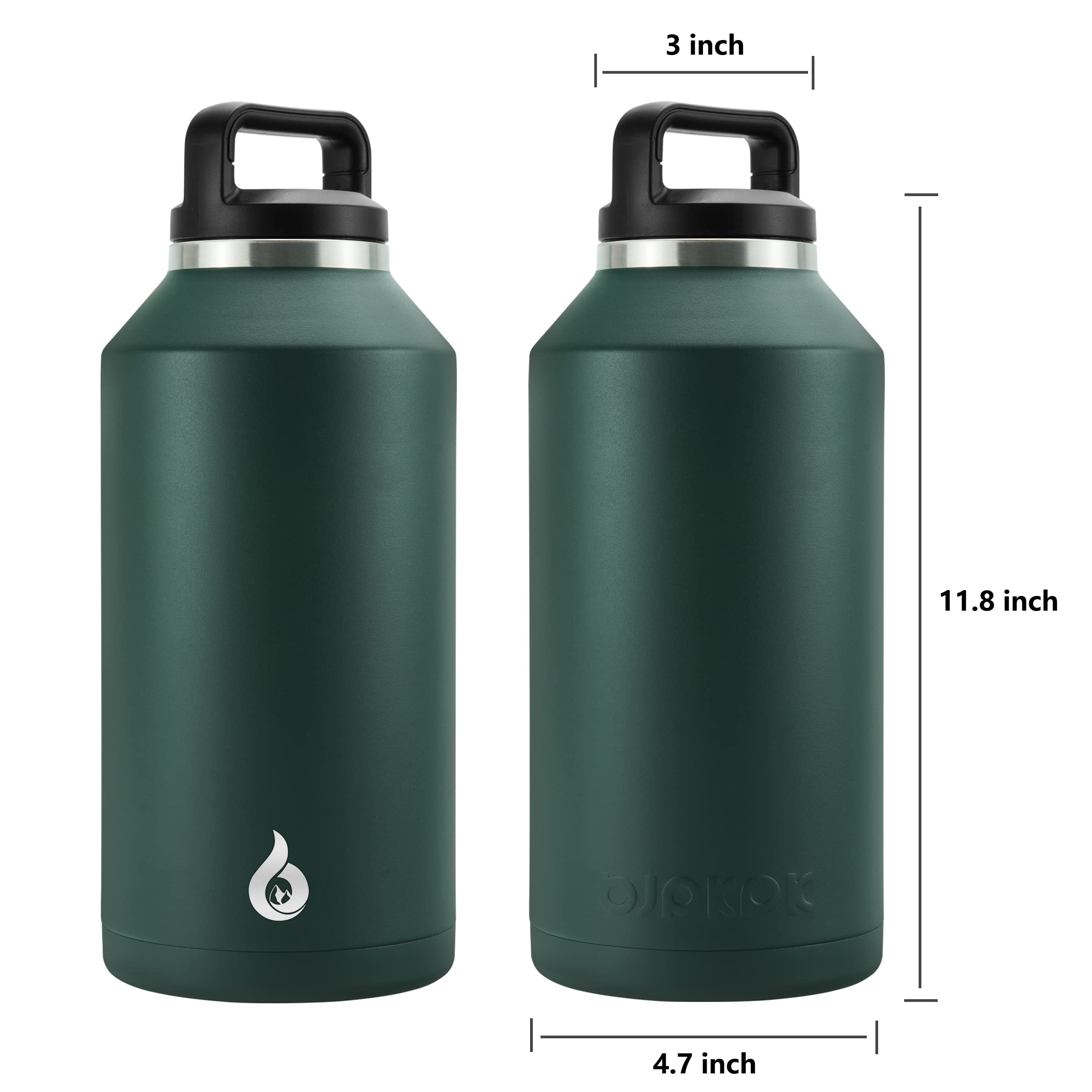Bjpkpk Half Gallon Water Bottle Insulated, Dishwasher Safe 64 Oz Water Bottle With Handle, Leakproof Bpa Free Water Jug, Large S