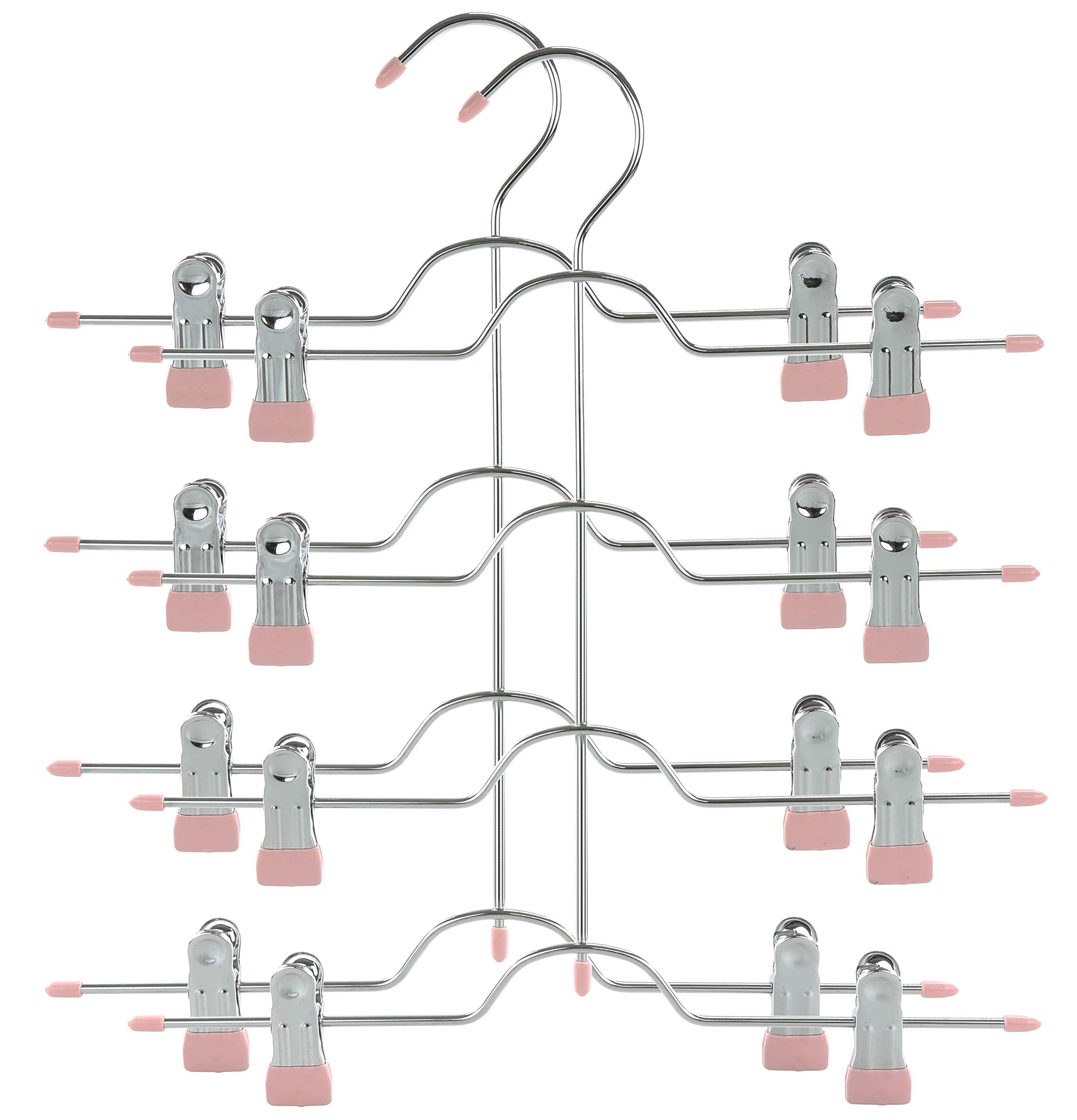 Topia Hanger 4 Tier Metal Skirt Hangers For Women, Pants Hanger Space Saving With Adjustable Clips, Gain 70% More Space, Non Sli