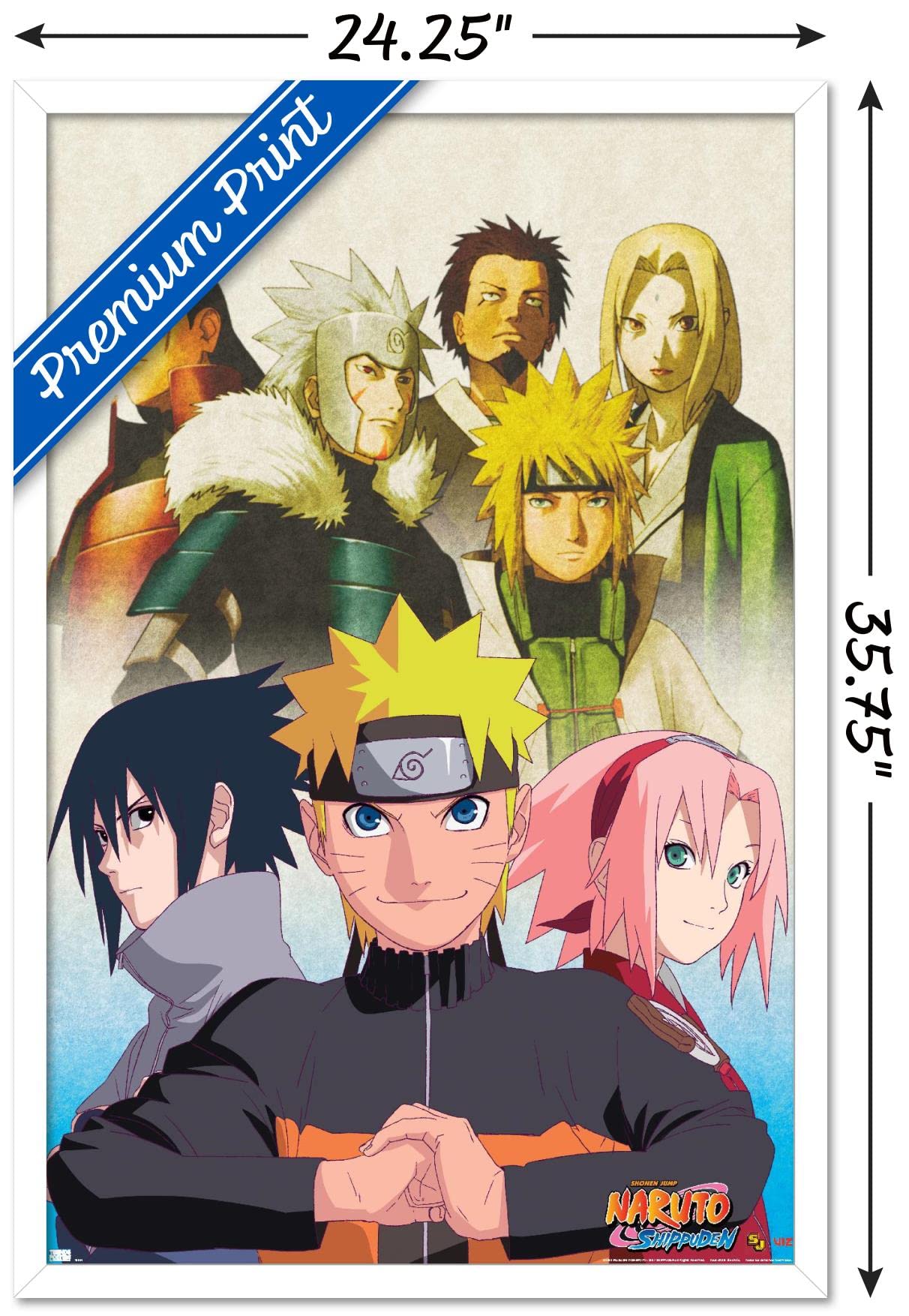 Trends International Naruto Shippuden - Key Art Wall Poster, 22.375'' X 34'', White Framed Version
