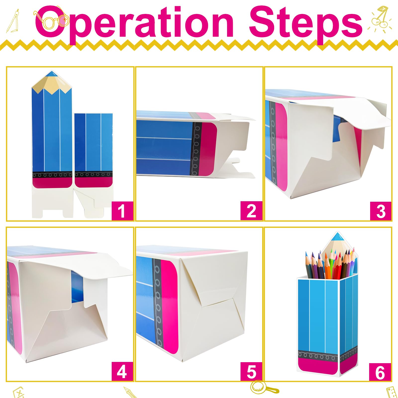 Cinrobiye 24 Pcs Back To School Party Favors Candy Boxes,Welcome Back To School Party Goodie Treat Bags,School Supplies Decorati