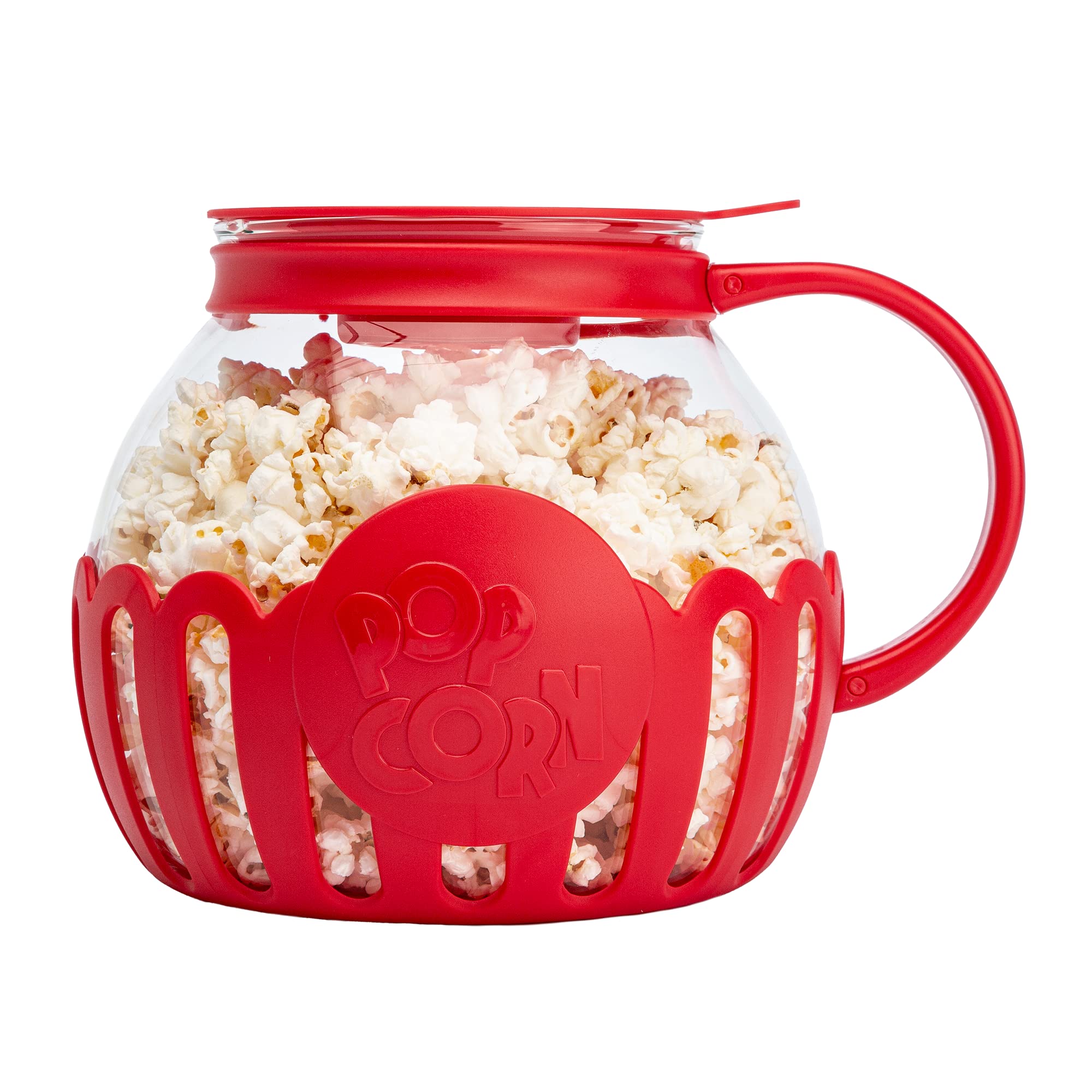 Ecolution Patented Micro-Pop Microwave Popcorn Popper With Temperature Safe Glass, 3-In-1 Lid Measures Kernels And Melts Butter,