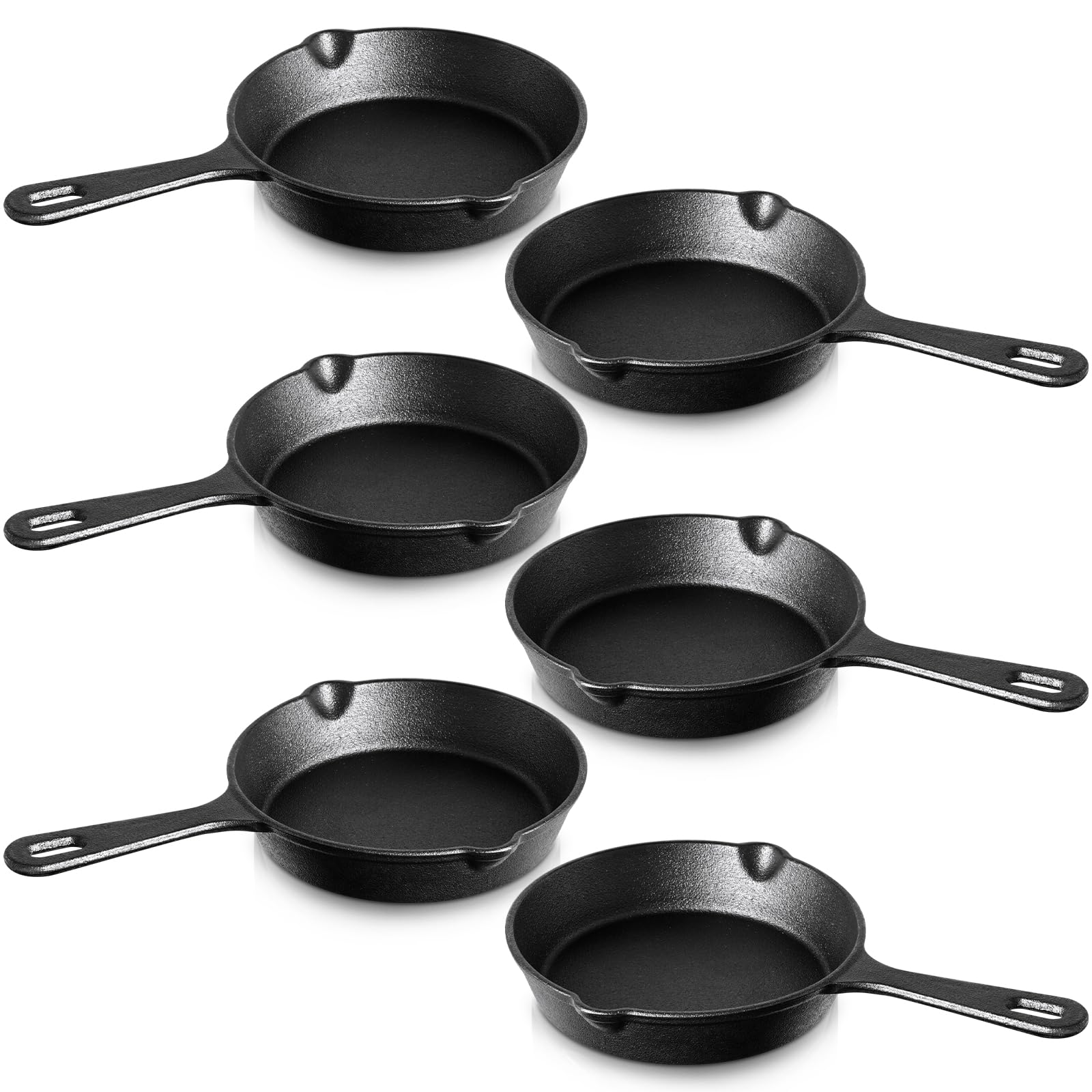 Vesici 6 Pcs Cast Iron Skillet Frying Pans with Dripspouts Circle Nonstick Frying Skillet Omelette Pan Safe Healthy Cookware f