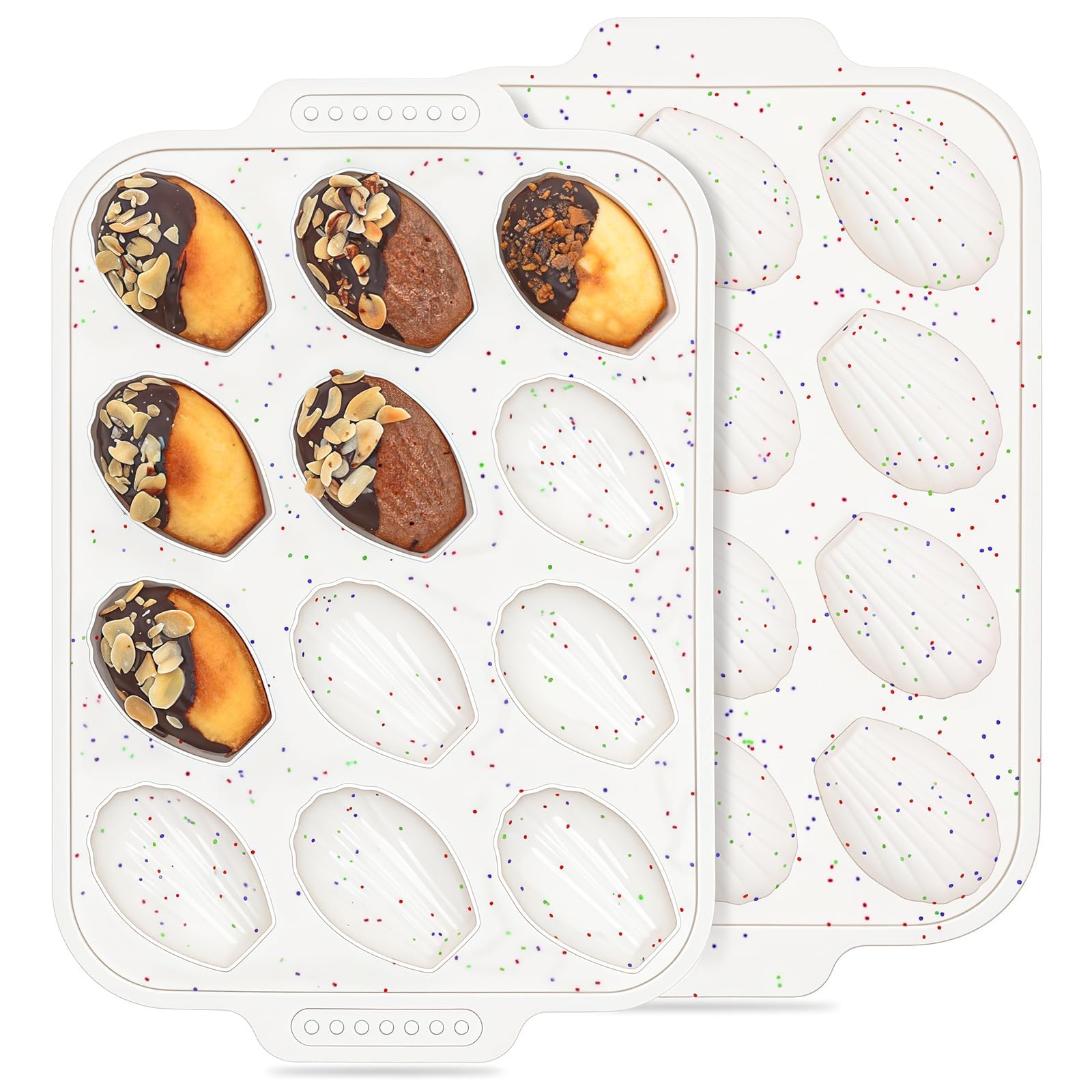 Vinino 2Pack Silicone Madeleine Pans for Baking with Reinforced Frame